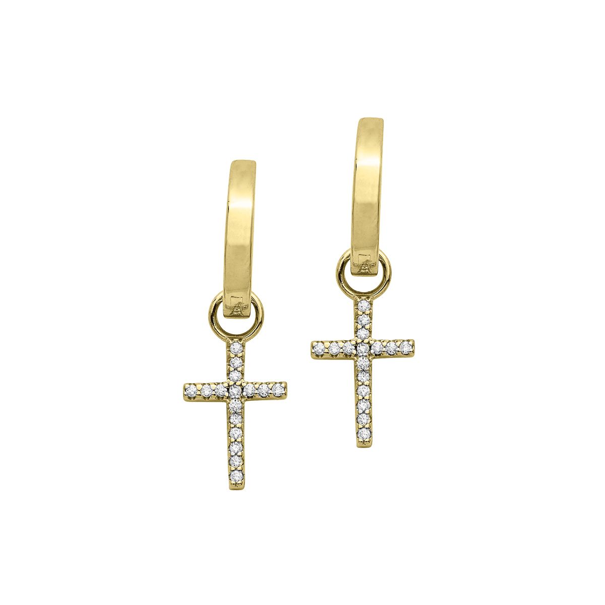 Silbercreole Kreuz gold - CRYSTAL UNTERBERGER