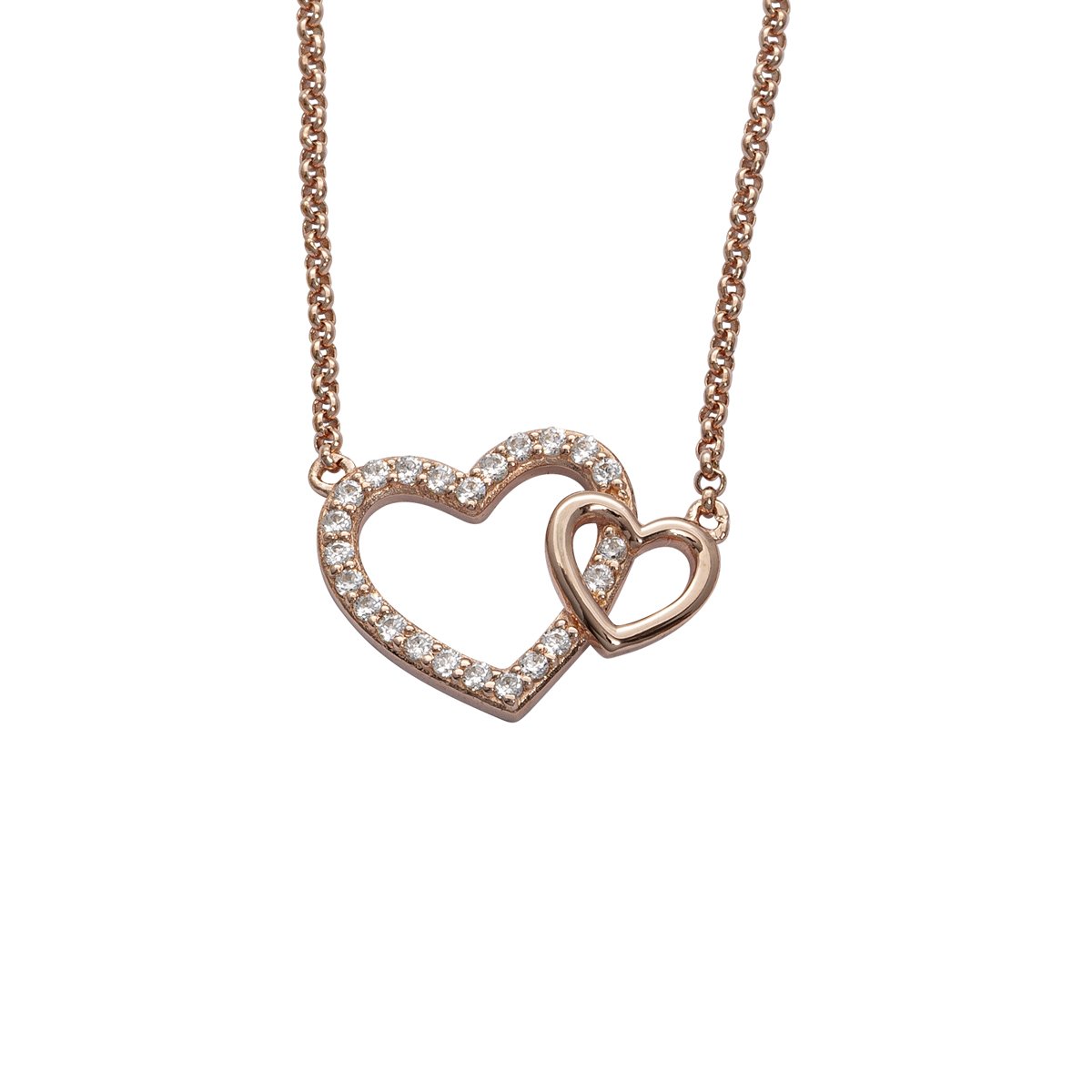 Silbercollier Herz rose