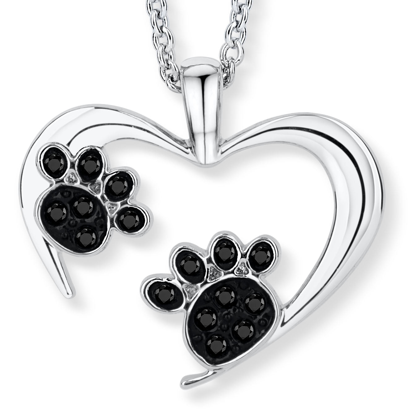 Open Heart With Paws Anhänger mit Kette Produktfoto