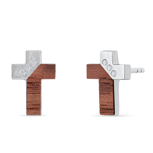 Wooden Cross Ohrringe Produktfoto