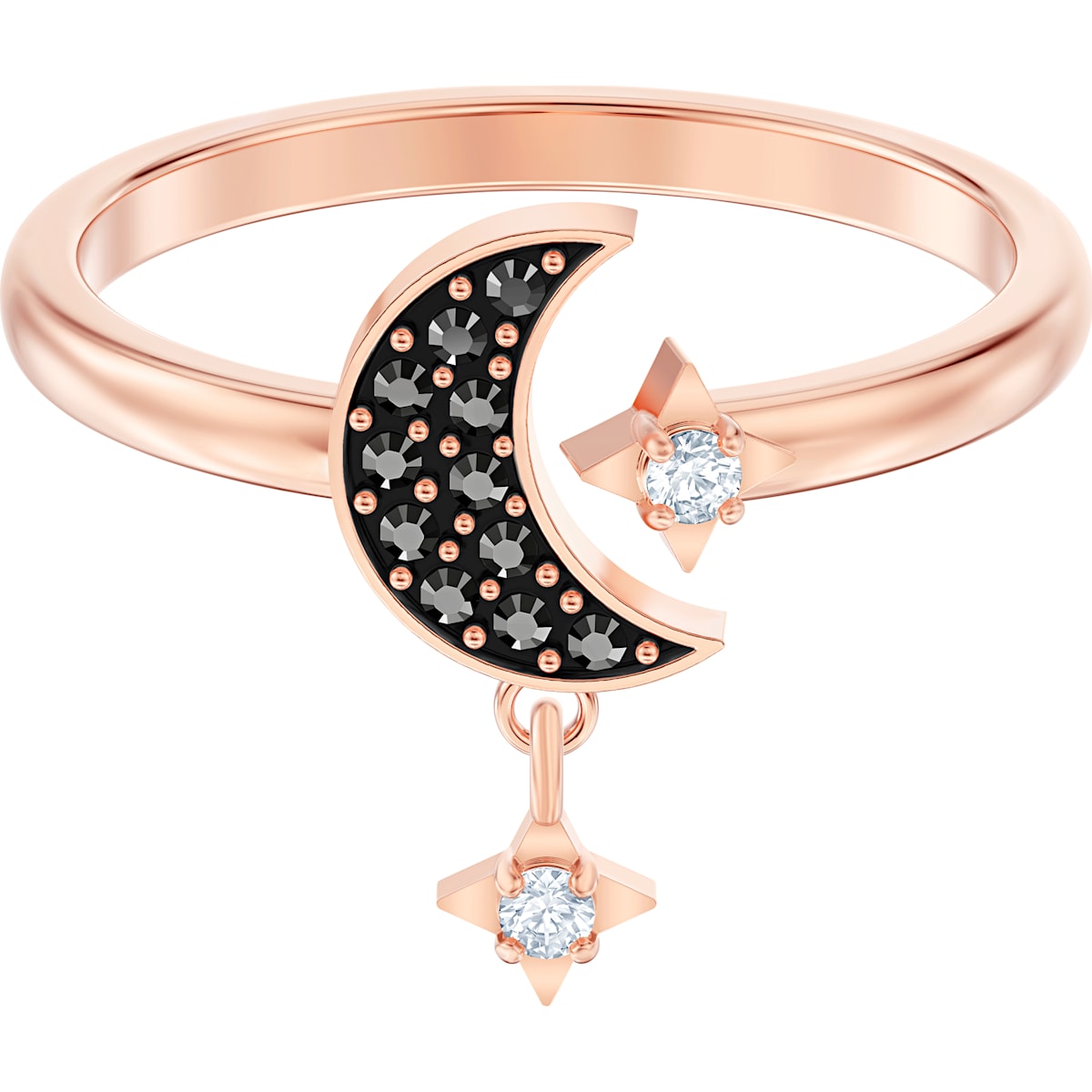 Swarovski - Swarovski Symbolic Moon Motivring- schwarz- Rose vergoldet - CRYSTAL UNTERBERGER