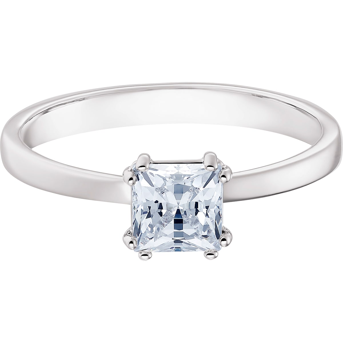 Swarovski - Attract Ring- Kristall im Square-Schliff- Weiss- Rhodiniert - CRYSTAL UNTERBERGER