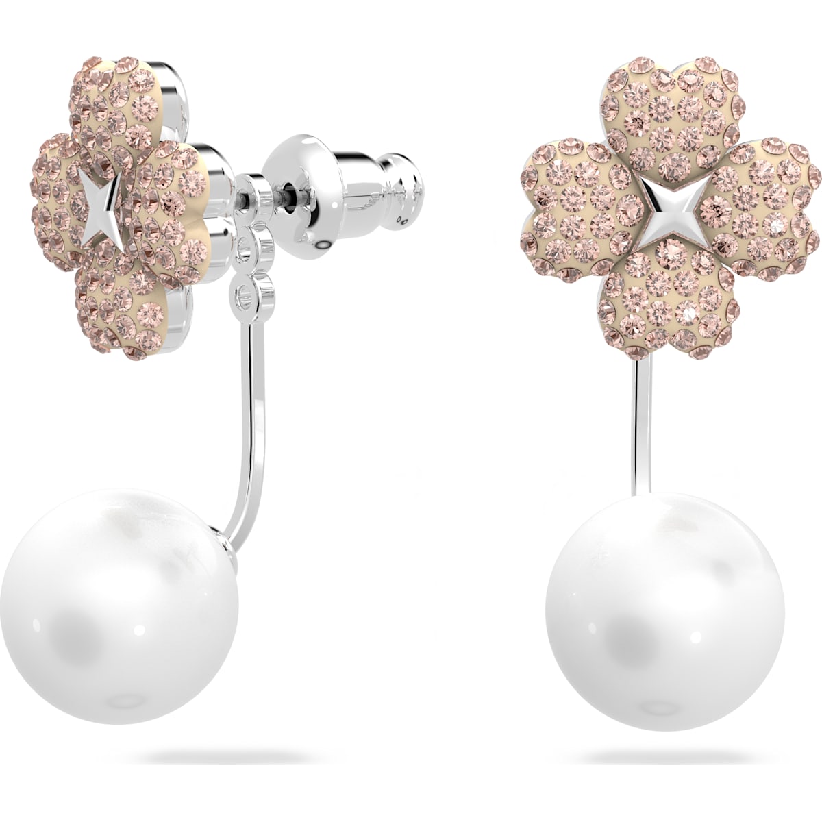 Swarovski - Latisha Ohrring-Jackets Blume, Rosa, Rhodiniert - CRYSTAL UNTERBERGER