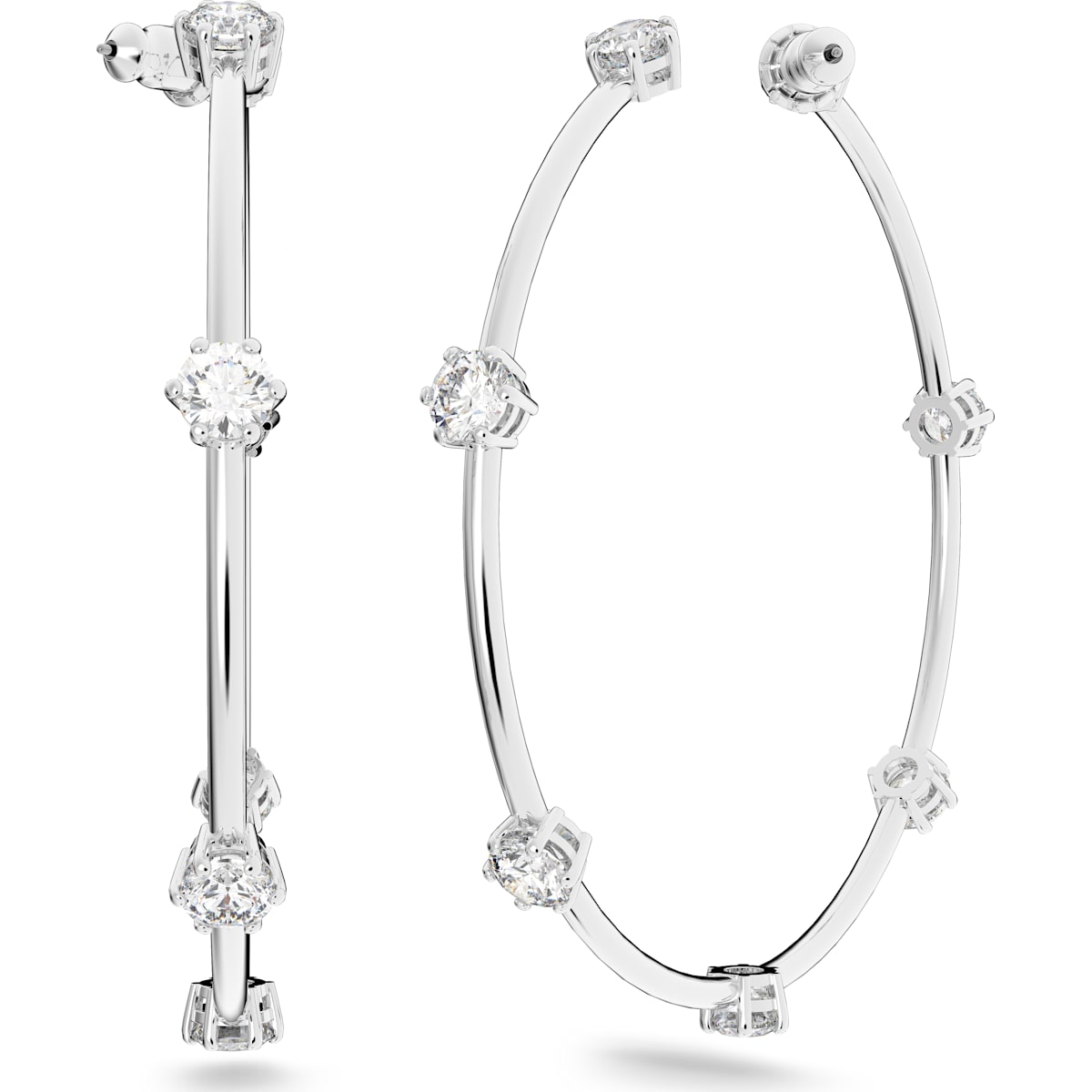 Swarovski - Constella Kreolen Rundschliff, Weiß, Rhodiniert - CRYSTAL UNTERBERGER