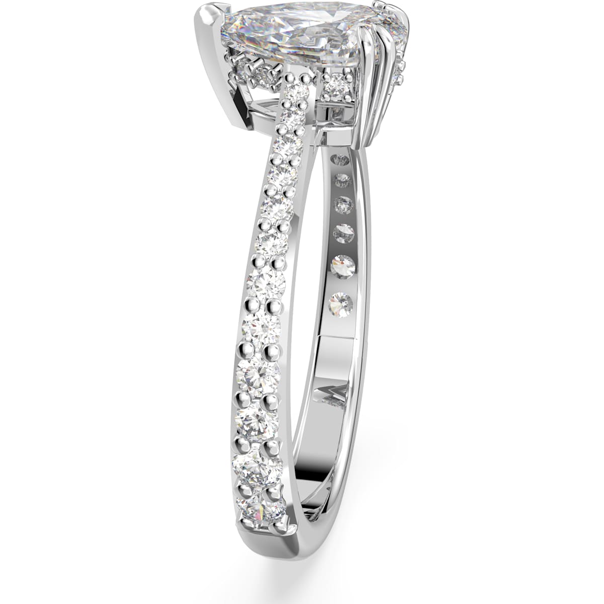 Millenia Cocktailring Tropfenschliff, Pavé, Weiß, Rhodiniert - CRYSTAL UNTERBERGER