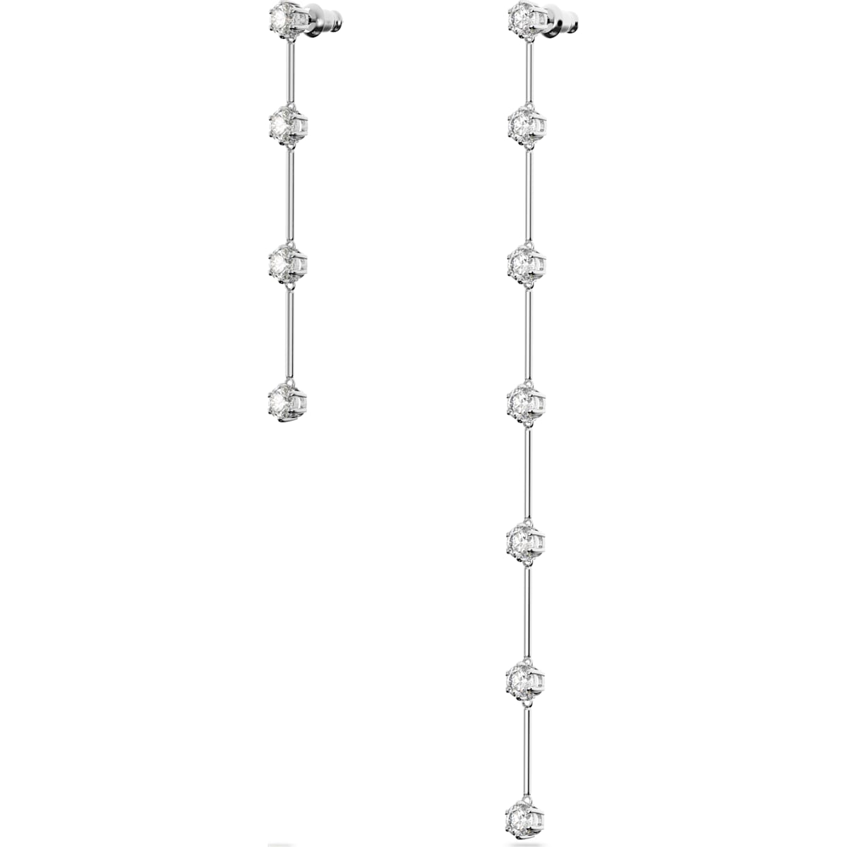 Swarovski - Constella Drop-Ohrhänger Asymmetrisches Design, Weiß, Rhodiniert - CRYSTAL UNTERBERGER