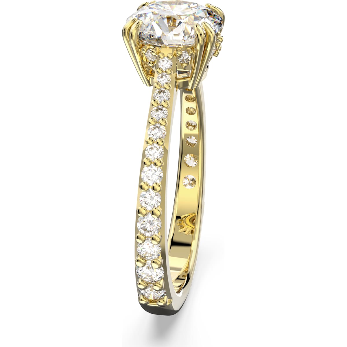 Swarovski - Constella Cocktailring Princess-Schliff, Pavé, Weiß, Goldlegierungsschicht - CRYSTAL UNTERBERGER