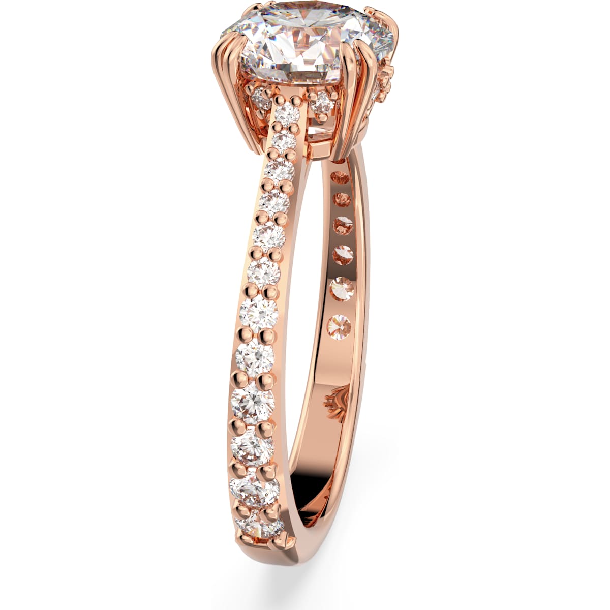 Swarovski - Constella Cocktailring Princess-Schliff, Pavé, Weiß, Roségold-Legierungsschicht - CRYSTAL UNTERBERGER