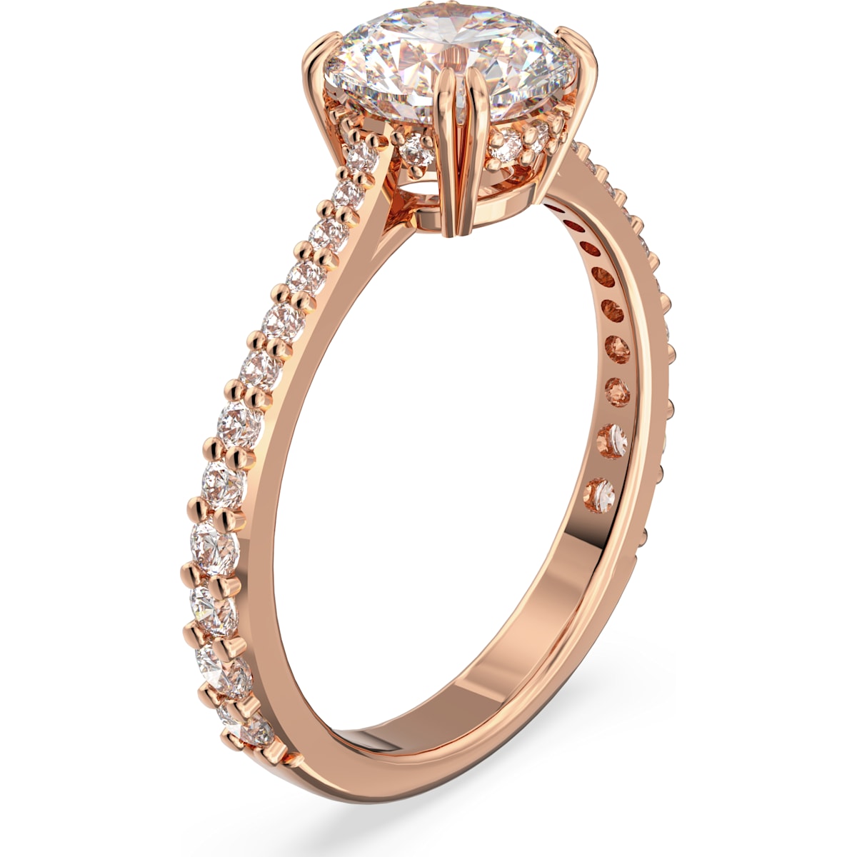 Swarovski - Constella Cocktailring Princess-Schliff, Pavé, Weiß, Roségold-Legierungsschicht - CRYSTAL UNTERBERGER