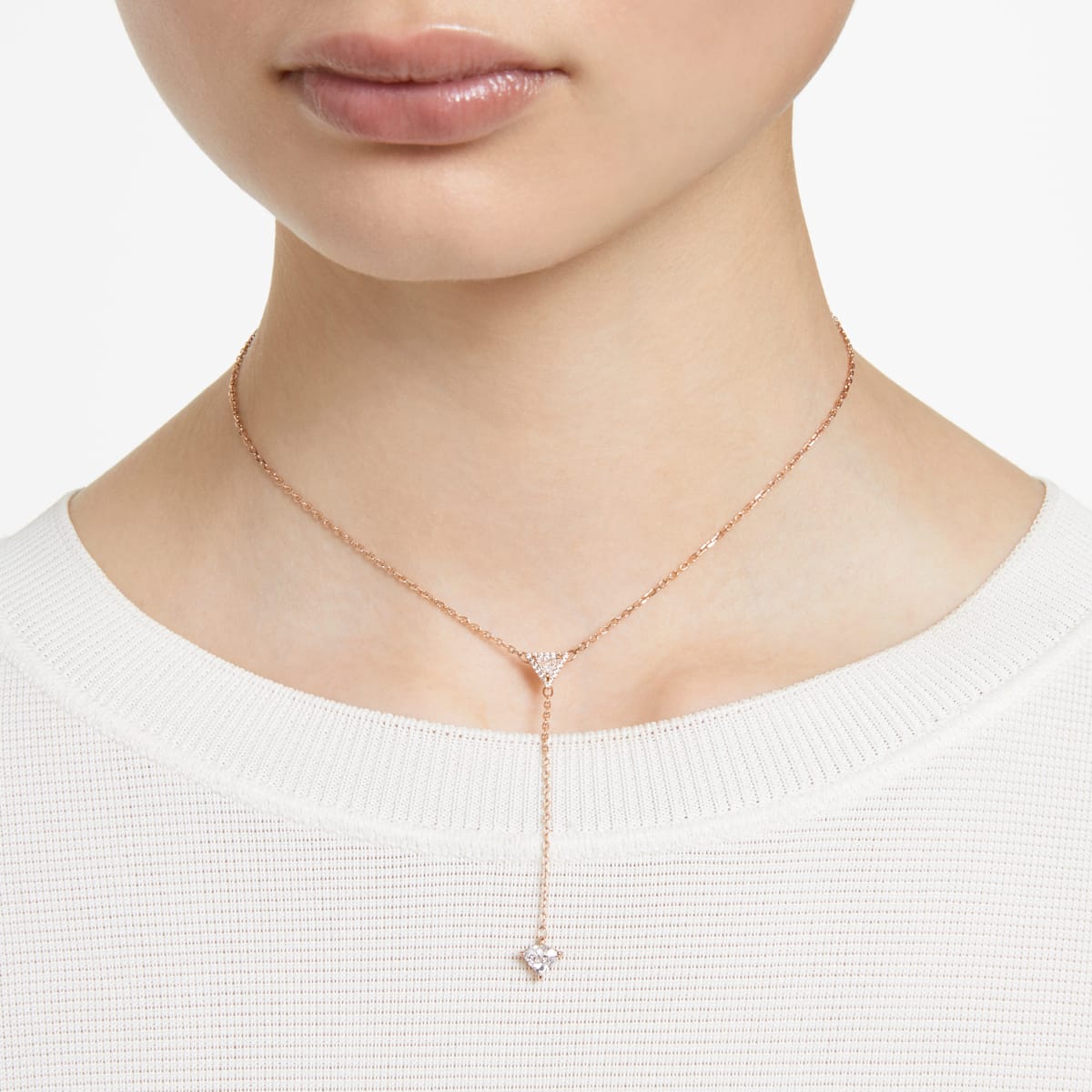 Swarovski - Ortyx Y-Halskette Trilliant-Schliff, Weiß, Roségold-Legierungsschicht - CRYSTAL UNTERBERGER