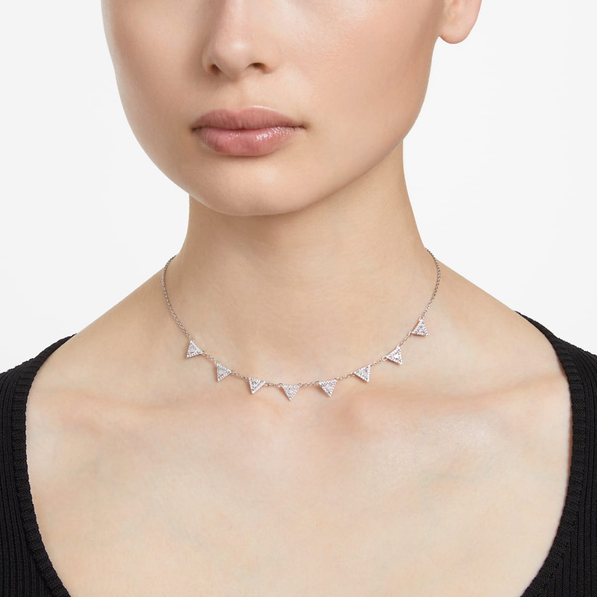Swarovski - Ortyx Halskette Trilliant-Schliff, Weiß, Rhodiniert - CRYSTAL UNTERBERGER