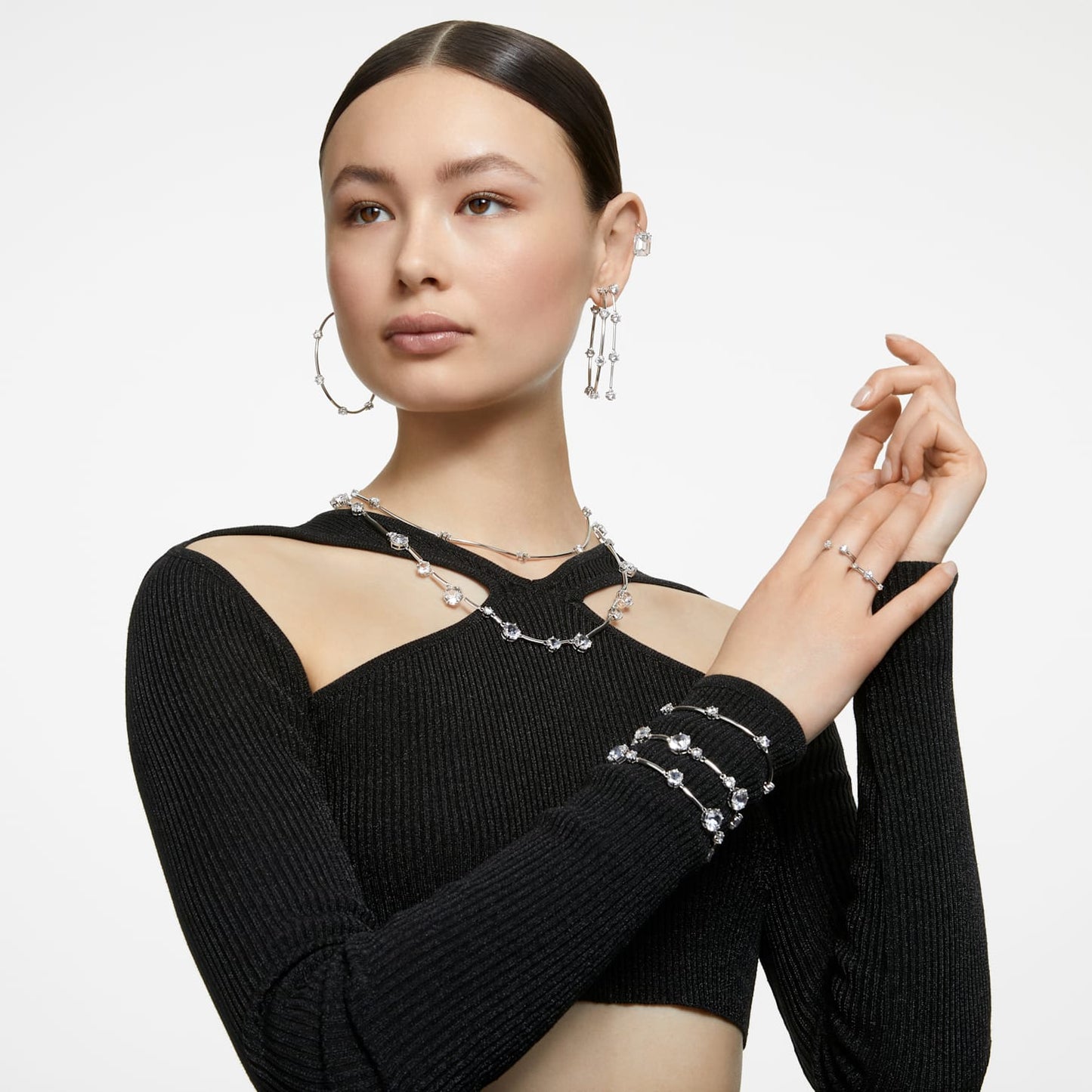 Swarovski - Constella Ring, Set (2), Rundschliff, Weiß, Rhodiniert - CRYSTAL UNTERBERGER