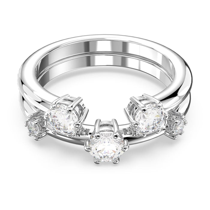 Swarovski - Constella Ring, Set (2), Rundschliff, Weiß, Rhodiniert - CRYSTAL UNTERBERGER