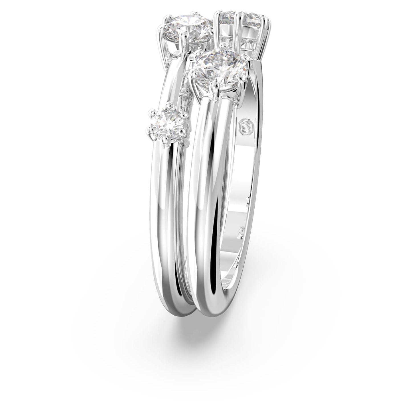Swarovski - Constella Ring, Set (2), Rundschliff, Weiß, Rhodiniert - CRYSTAL UNTERBERGER