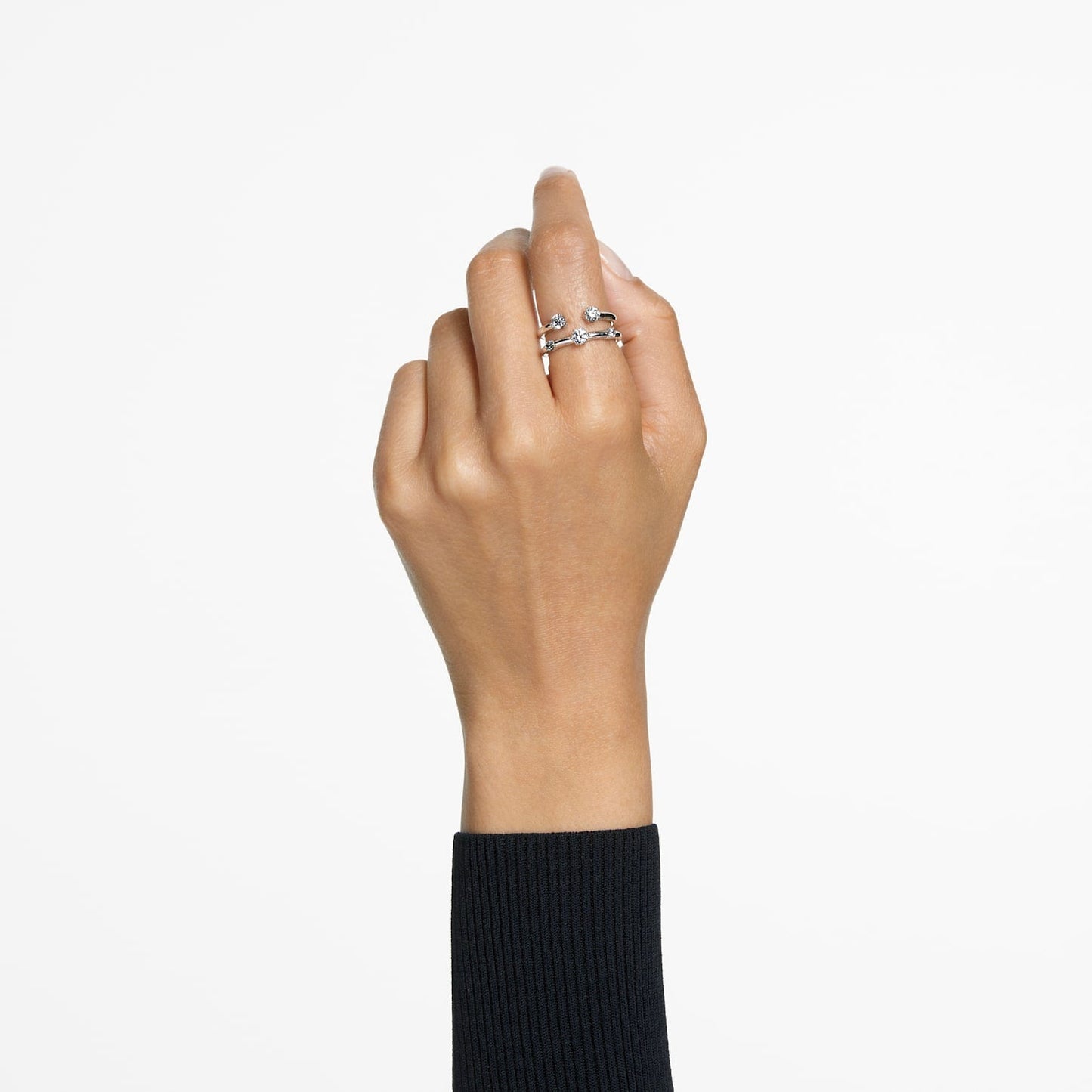 Swarovski - Constella Ring, Set (2), Rundschliff, Weiß, Rhodiniert - CRYSTAL UNTERBERGER