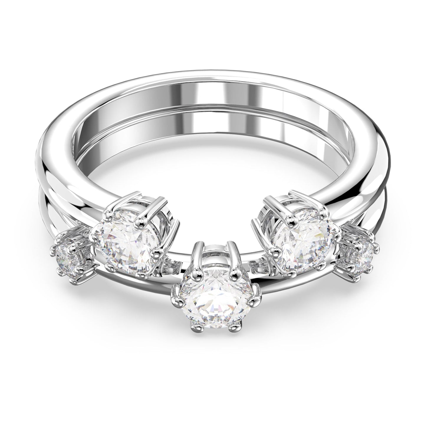 Swarovski - Constella Ring, Set (2), Rundschliff, Weiß, Rhodiniert - CRYSTAL UNTERBERGER