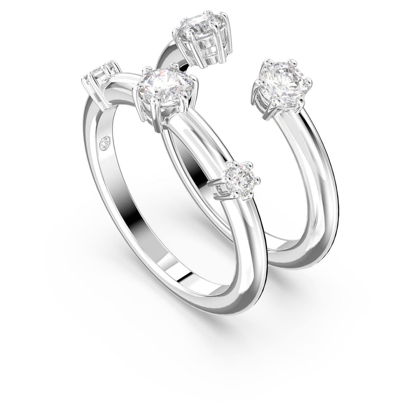 Swarovski - Constella Ring, Set (2), Rundschliff, Weiß, Rhodiniert - CRYSTAL UNTERBERGER