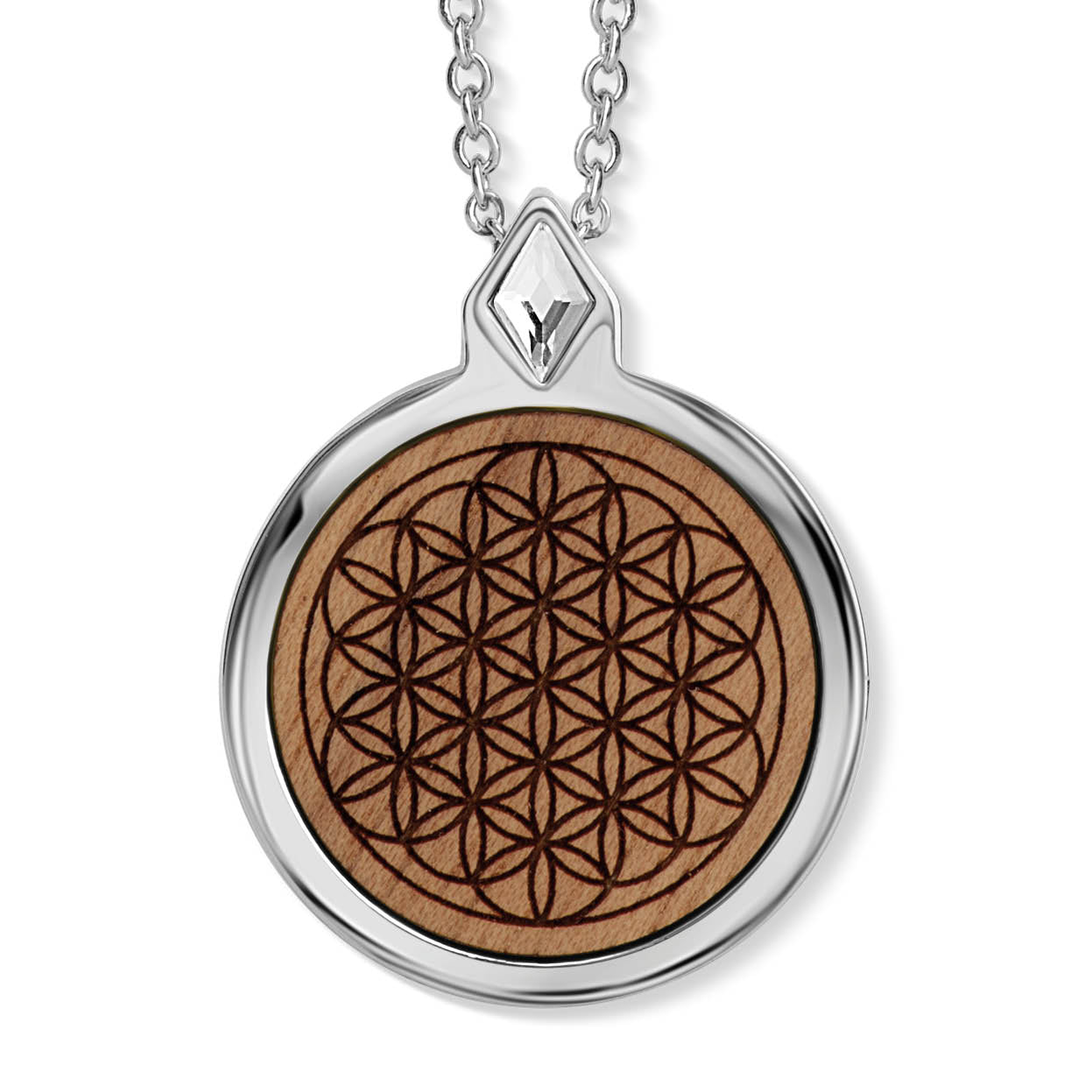 CRYSTALP - Wooden Flower Of Life Anhänger mit Kette - CRYSTAL UNTERBERGER