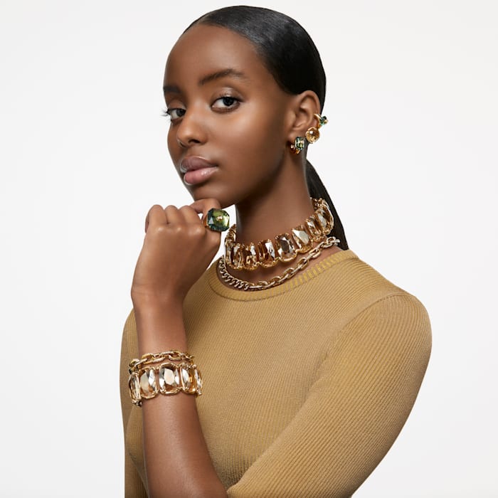 Swarovski - Harmonia Ohrstecker Kissenschliff, Goldfarben, Goldlegierungsschicht - CRYSTAL UNTERBERGER