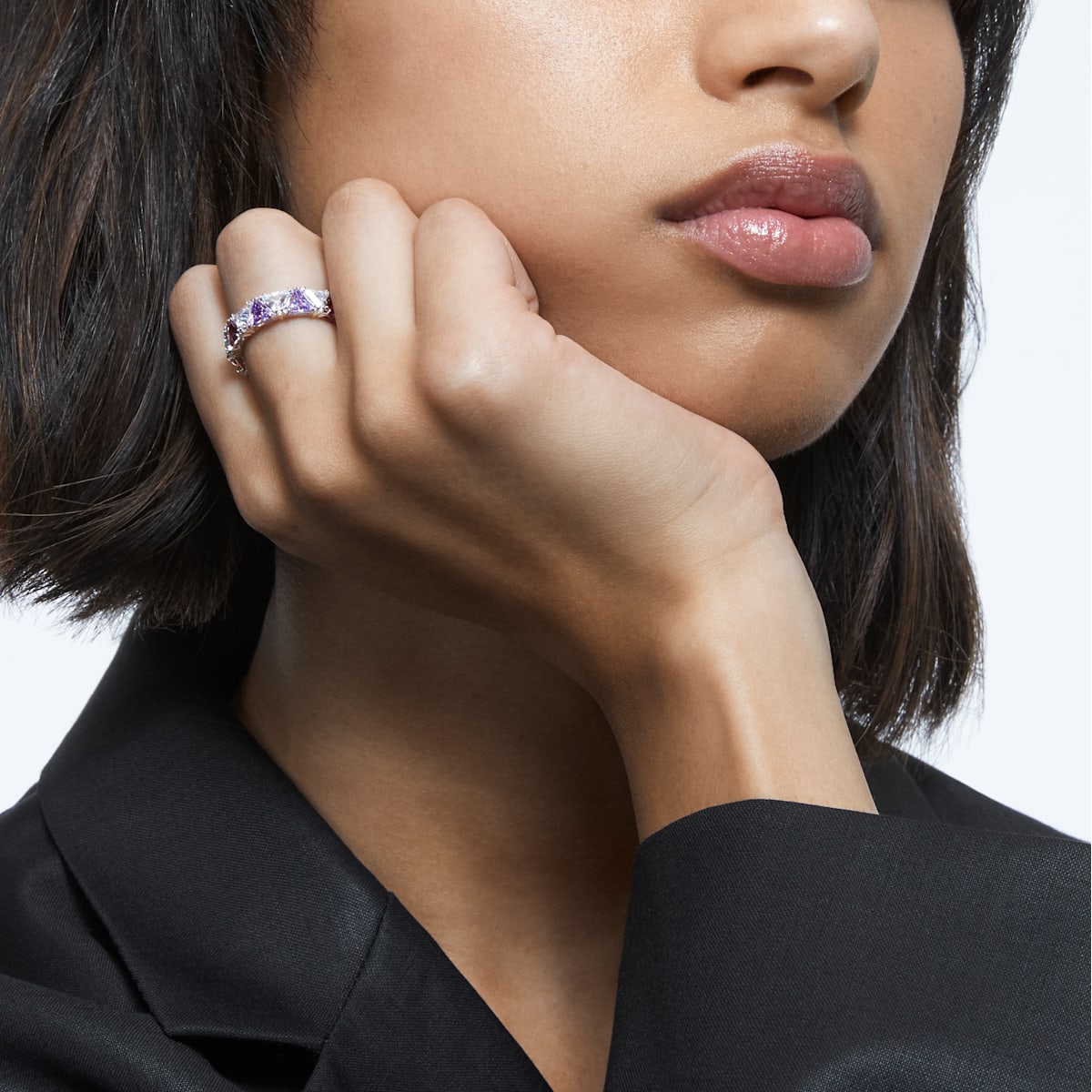 Swarovski - Millenia Cocktail Ring, Kristalle im Trilliant-Schliff, Violett, Rhodiniert - CRYSTAL UNTERBERGER