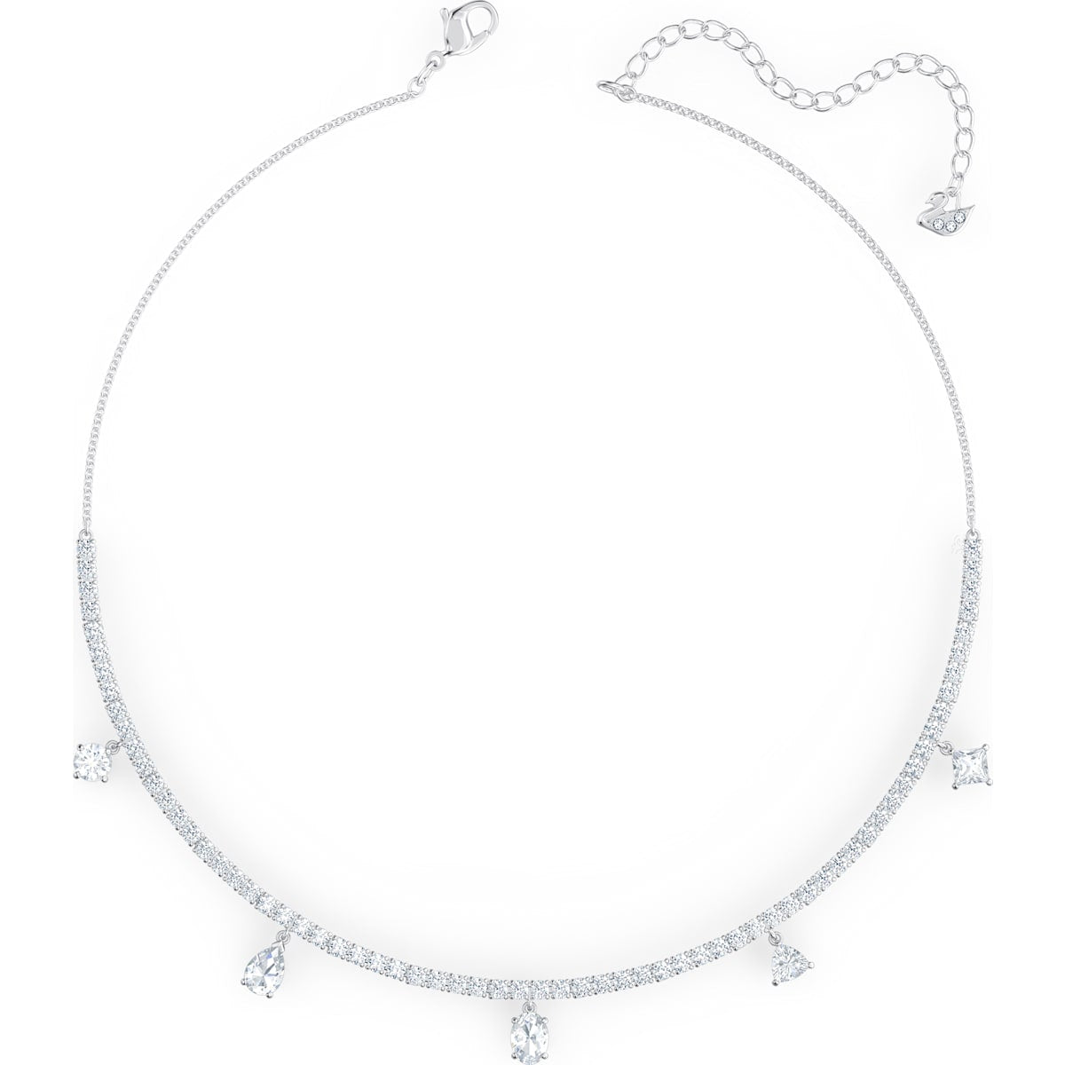 Swarovski - Tennis Deluxe Halsband, Kristalle in einem Mix aus Schliffen, Weiss, Rhodiniert - CRYSTAL UNTERBERGER