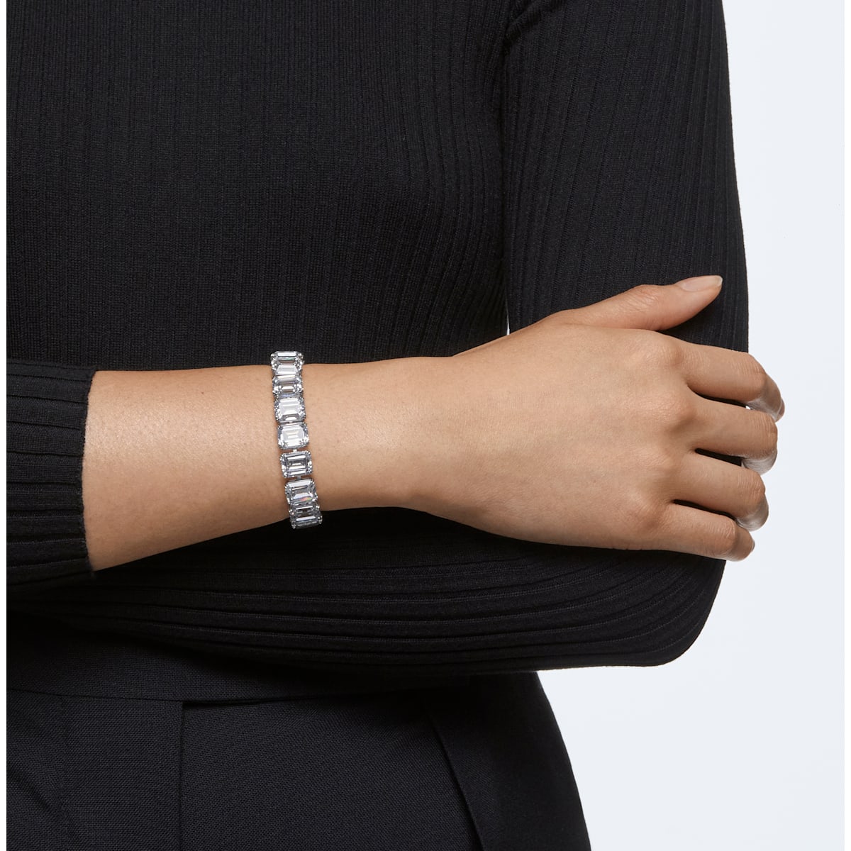 Swarovski - Millenia Armband, Kristalle mit Oktagon-Schliff, Weiss, Rhodiniert - CRYSTAL UNTERBERGER