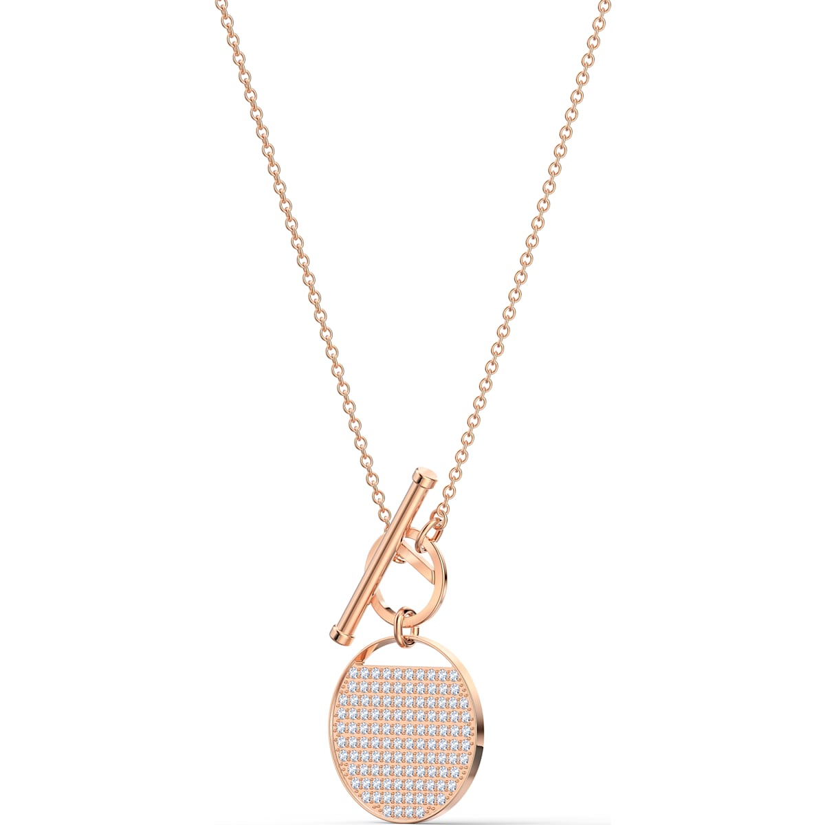 Swarovski - Ginger T Bar Halskette, Weiss, Rosegold-Legierungsschicht - CRYSTAL UNTERBERGER