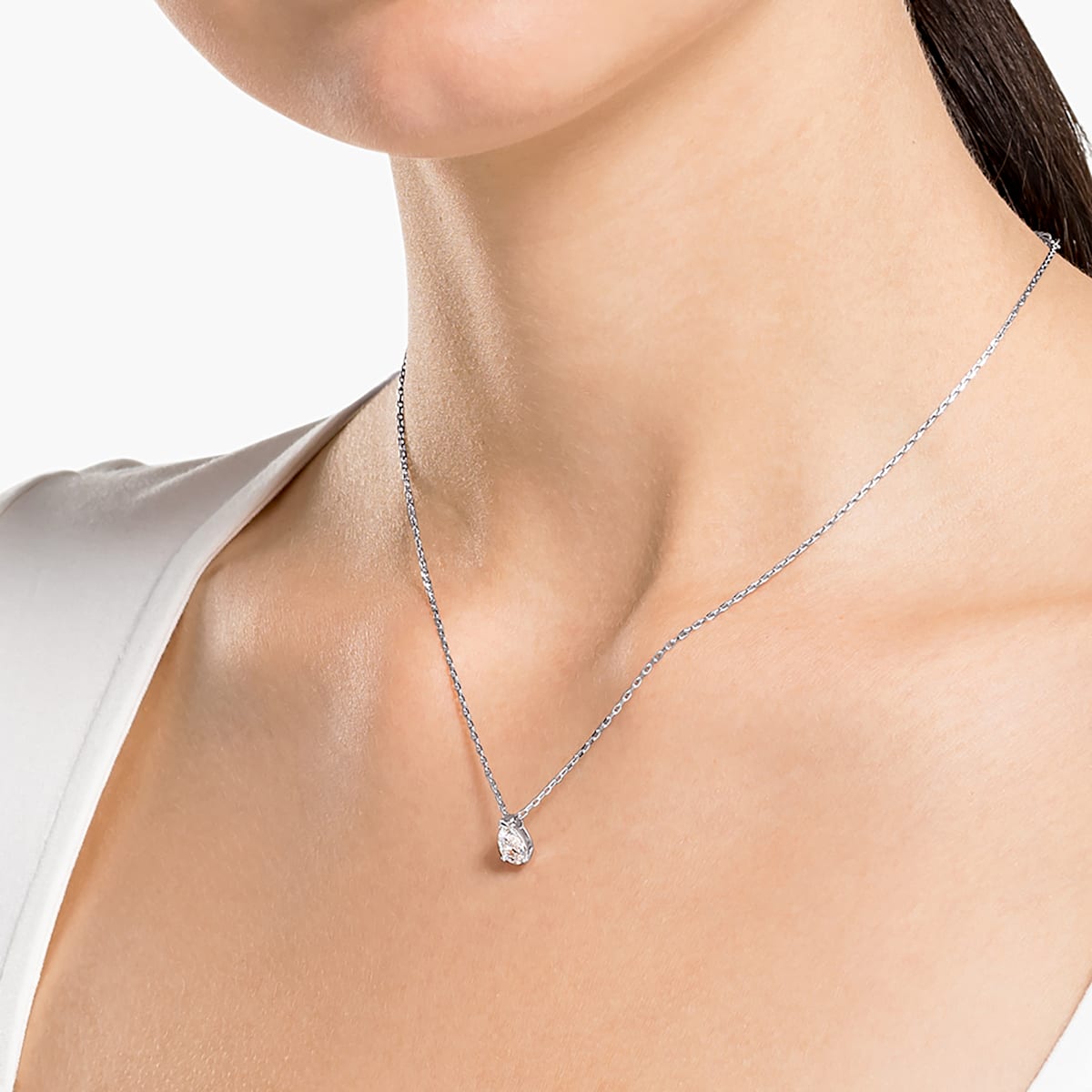 Swarovski - Attract Set, Kristall im Tropfenschliff, Weiss, Rhodiniert - CRYSTAL UNTERBERGER