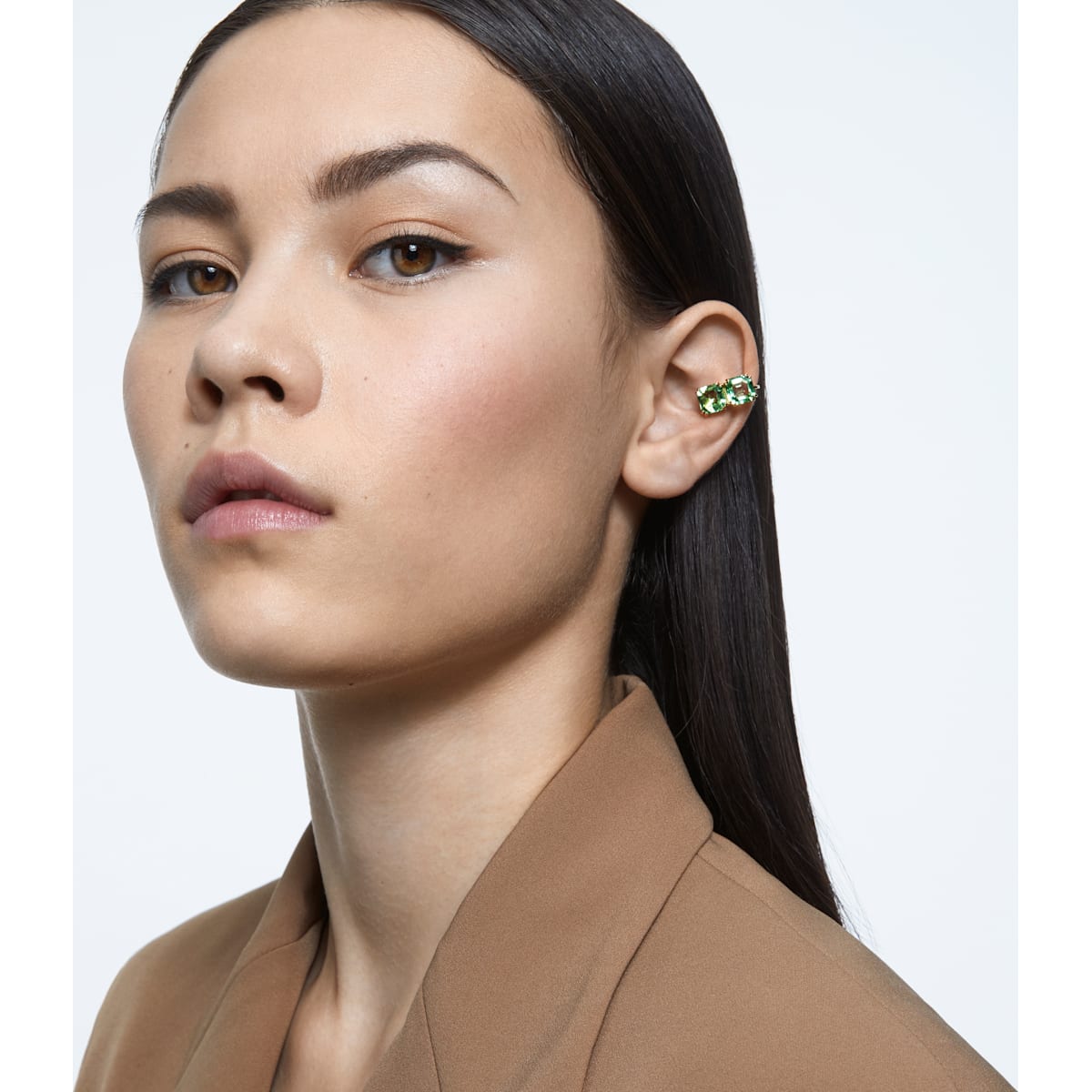 Swarovski - Millenia Ear Cuff, Einzel, Grün, Goldlegierungsschicht - CRYSTAL UNTERBERGER