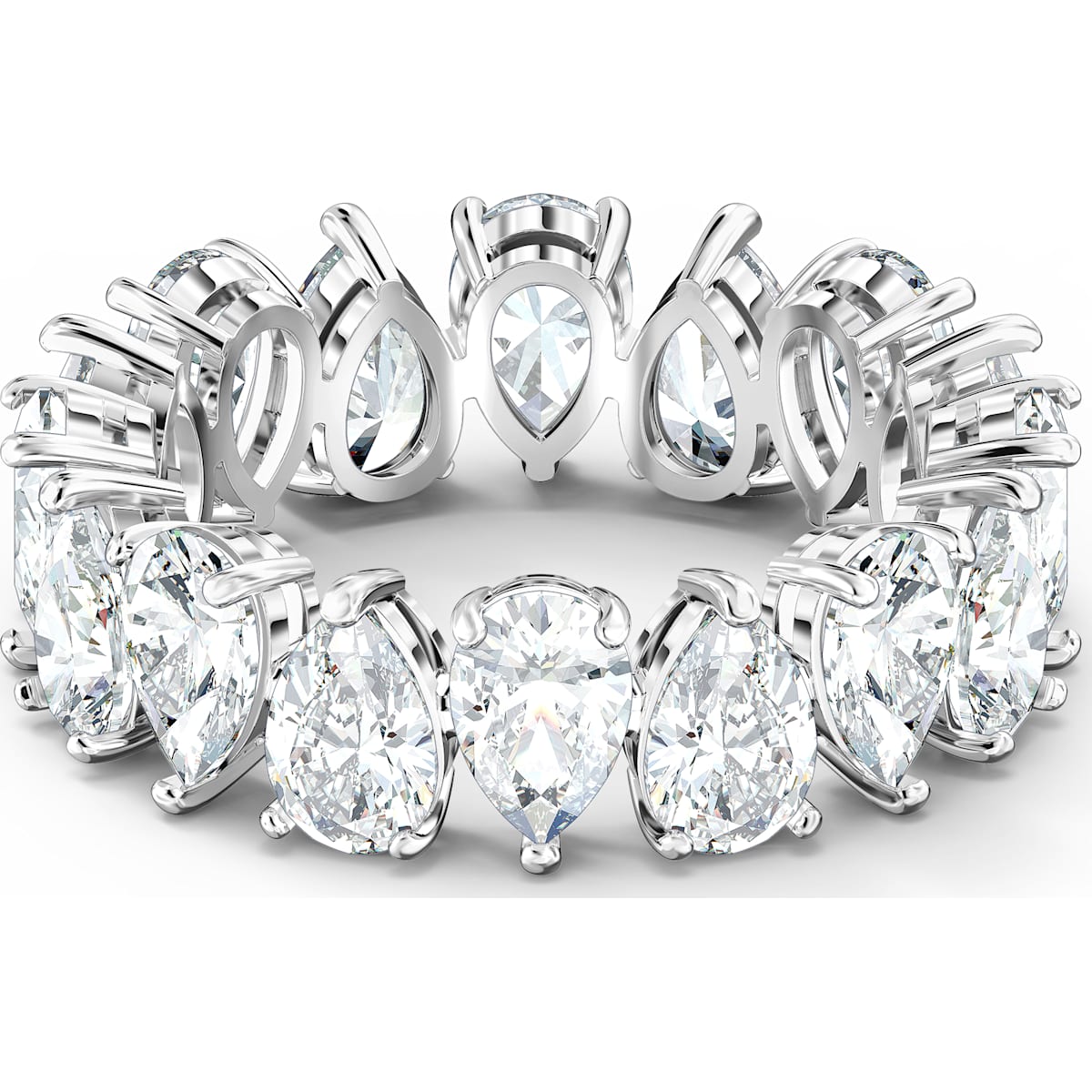 Swarovski - Vittore Breiter Ring, Kristalle im Tropfenschliff, Rhodiniert - CRYSTAL UNTERBERGER