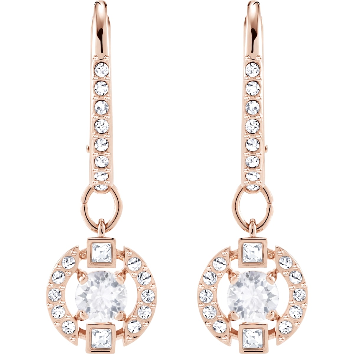 Swarovski - Swarovski Sparkling Dance Round Ohrringe, Weiss, Rosegold-Legierungsschicht - CRYSTAL UNTERBERGER