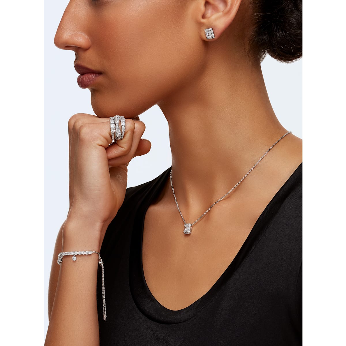 Swarovski - Subtle Drops Armband, Weiss, Rhodiniert - CRYSTAL UNTERBERGER