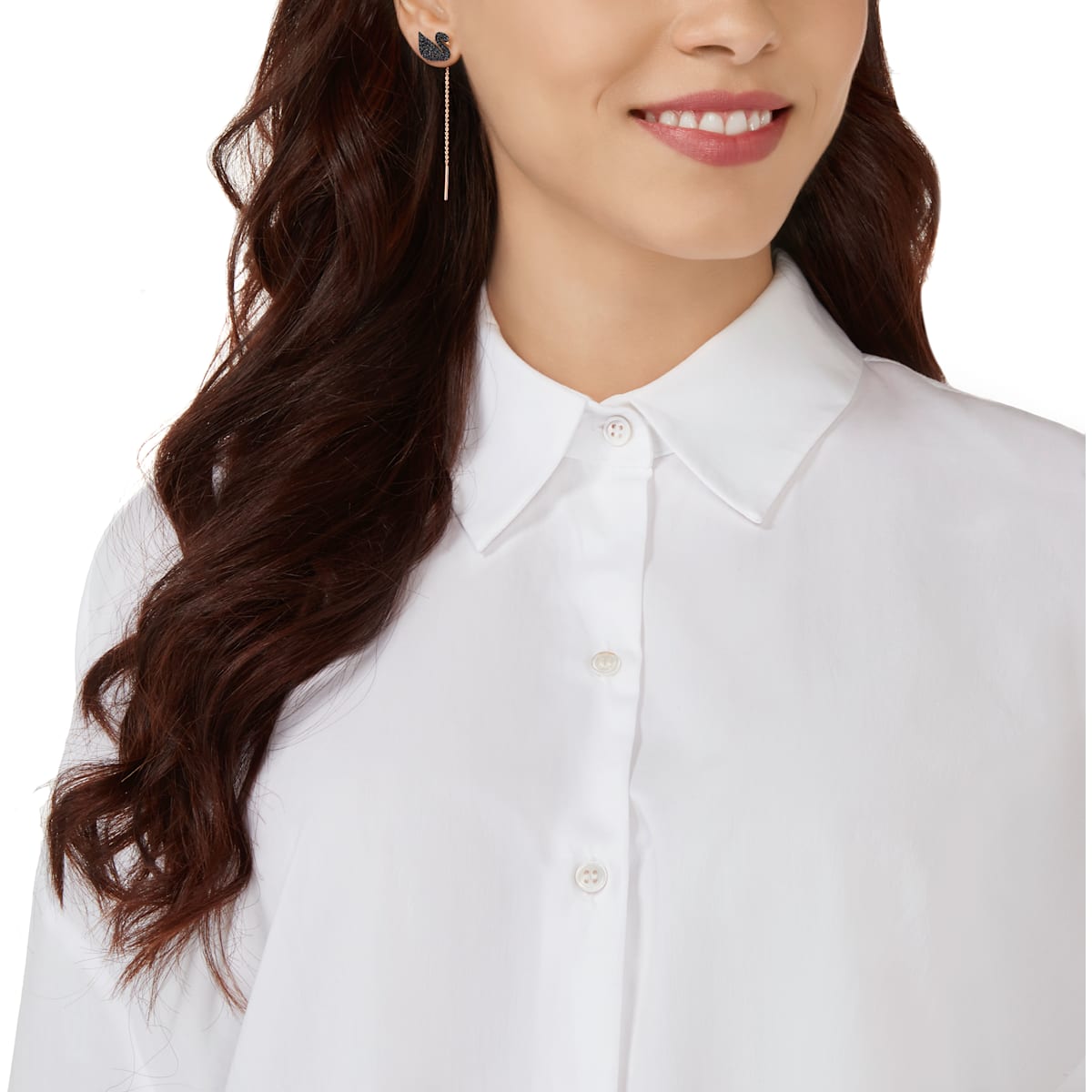 Swarovski - Swarovski Iconic Swan Ohrringe, Schwan, Schwarz, Rosegold-Legierungsschicht - CRYSTAL UNTERBERGER