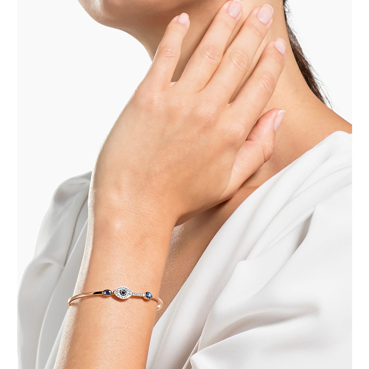 Swarovski - Swarovski Symbolic Armreif, Böser Blick, Blau, Metallmix - CRYSTAL UNTERBERGER