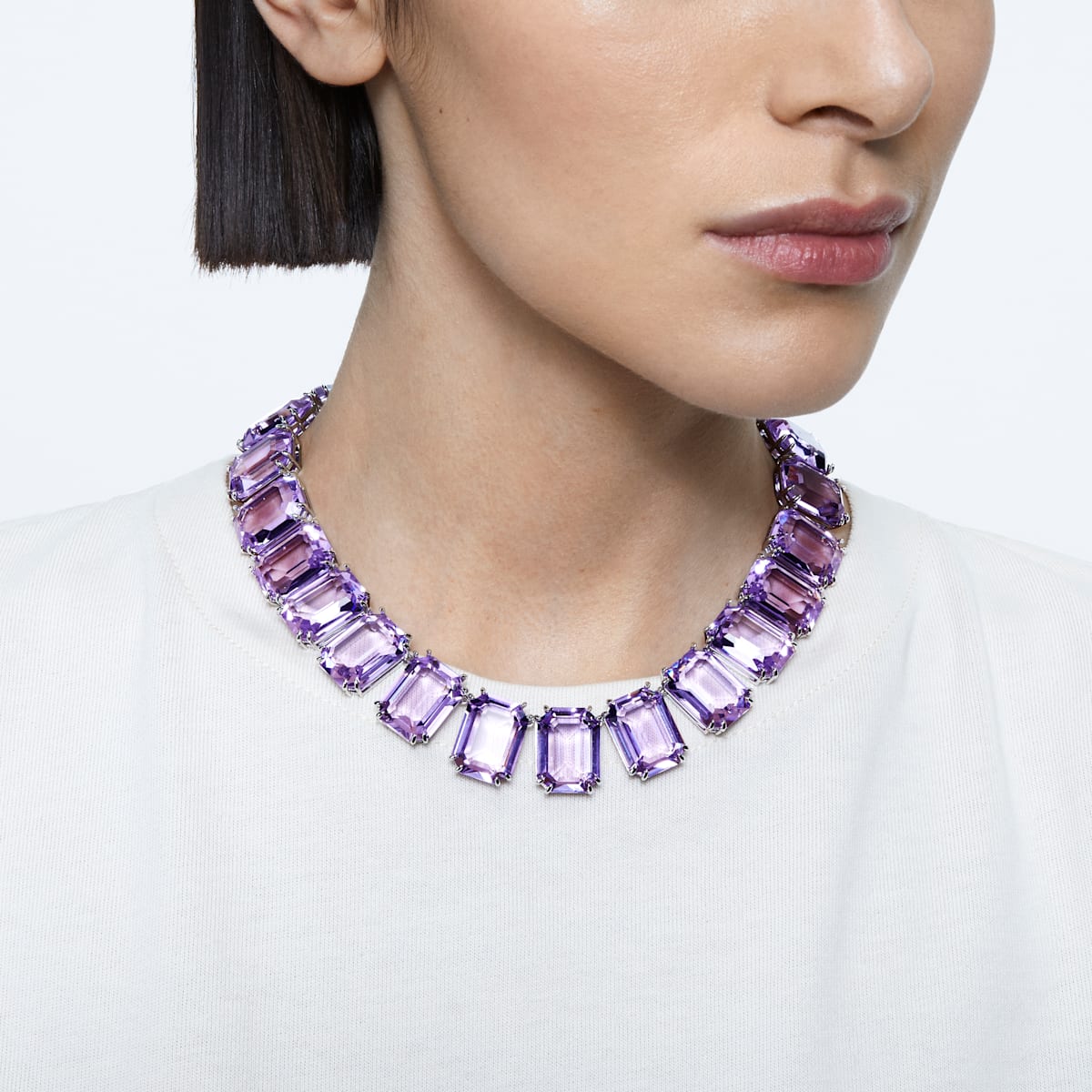 Swarovski - Millenia Halskette, Kristalle mit Oktagon-Schliff, Violett, Rhodiniert - CRYSTAL UNTERBERGER