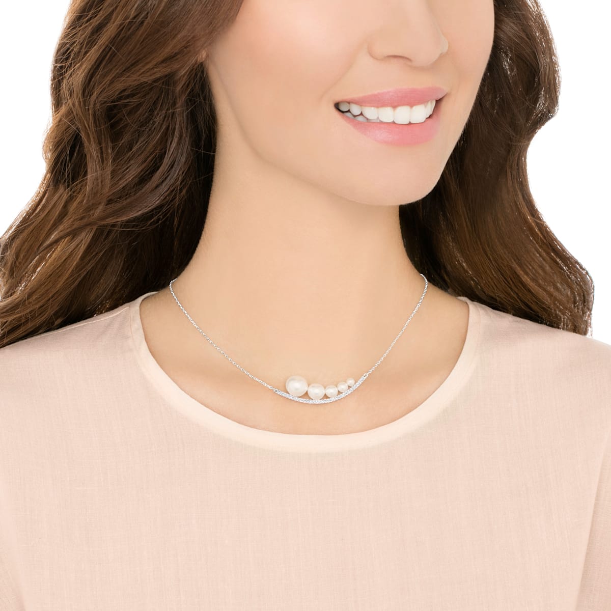 Swarovski - Fundamental Halskette, Weiss, Rhodiniert - CRYSTAL UNTERBERGER