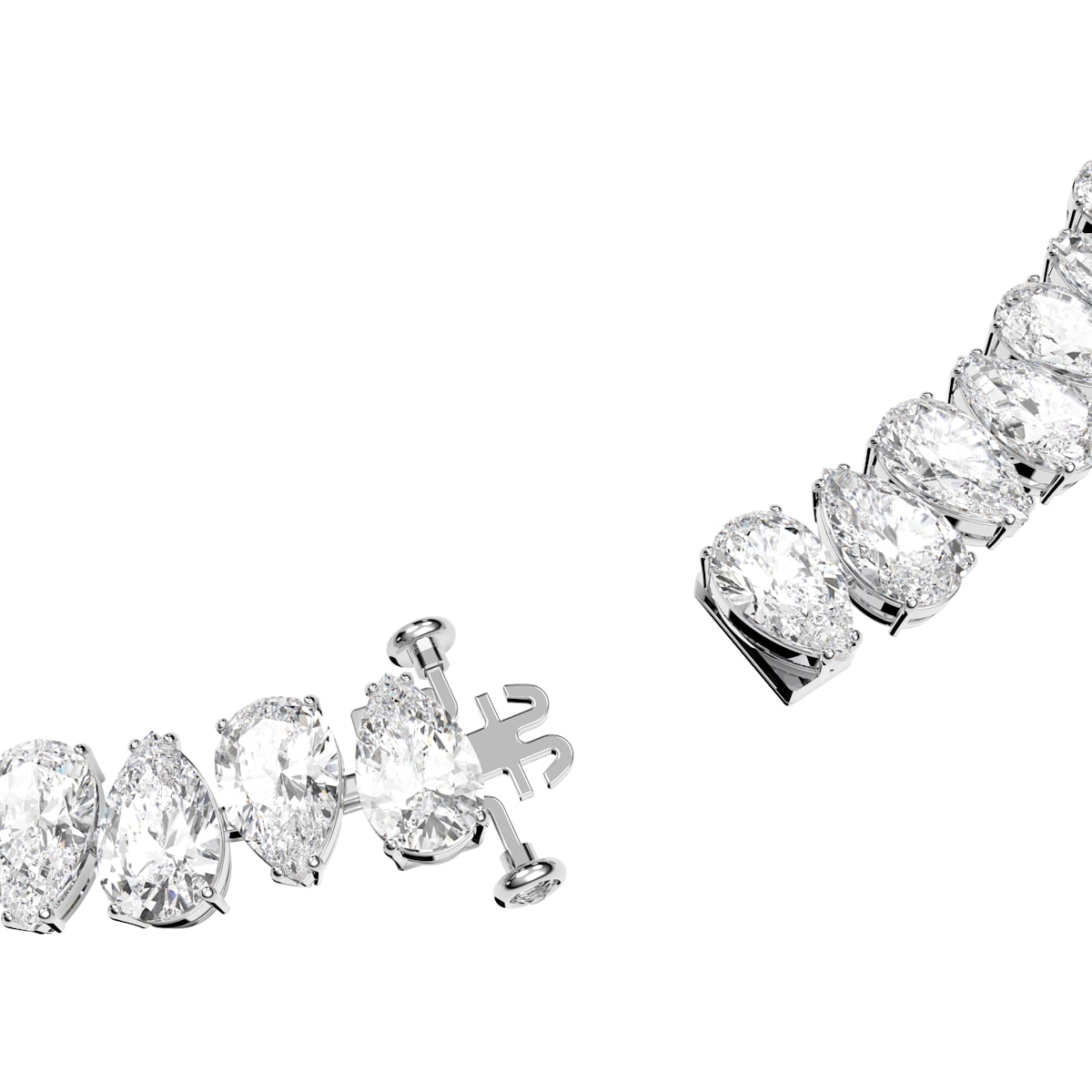 Swarovski - Millenia Halskette, Swarovski Zirkonia im Tropfenschliff, Weiß, Rhodiniert - CRYSTAL UNTERBERGER