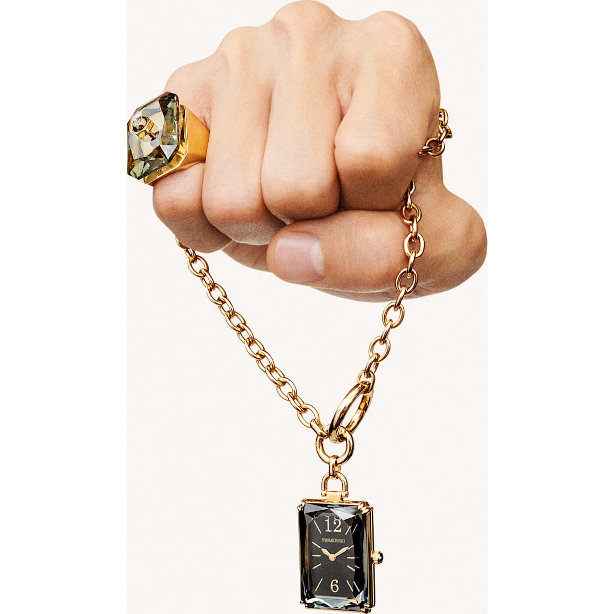 Swarovski - Numina Ring Oktagon-Schliff, Grau, Goldlegierungsschicht - CRYSTAL UNTERBERGER
