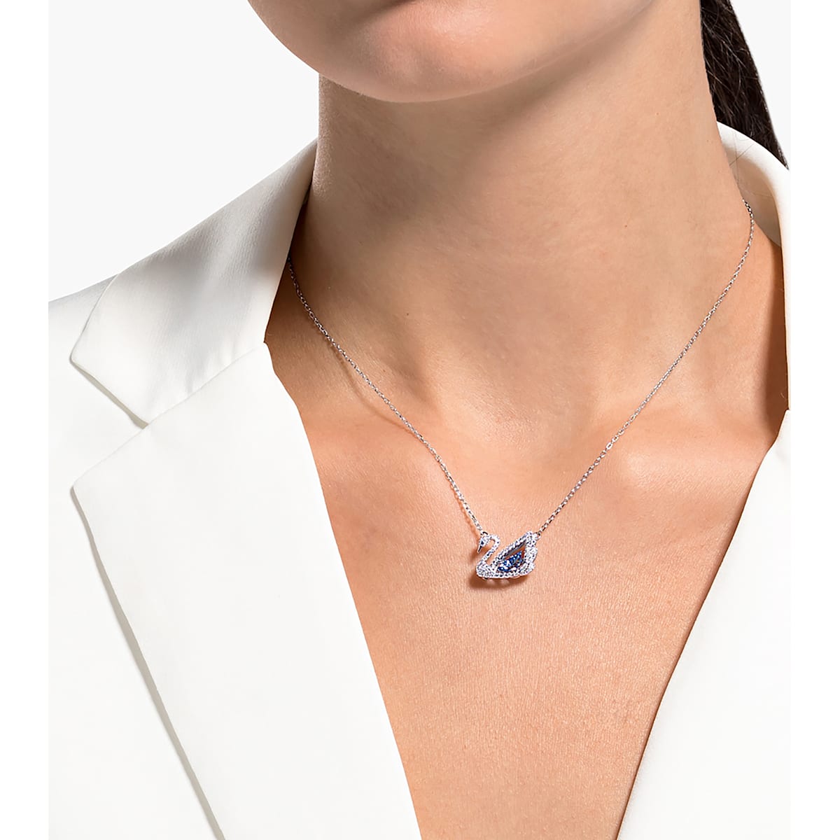 Swarovski - Dancing Swan Halskette, Schwan, Blau, Rhodiniert - CRYSTAL UNTERBERGER