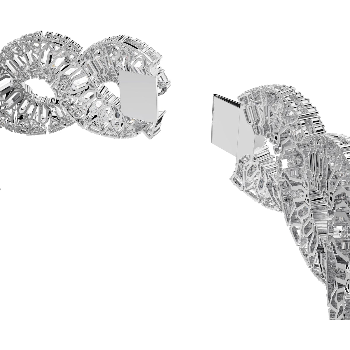 Swarovski - Hyperbola Halsband, Wellenförmig, Weiss, Rhodiniert - CRYSTAL UNTERBERGER