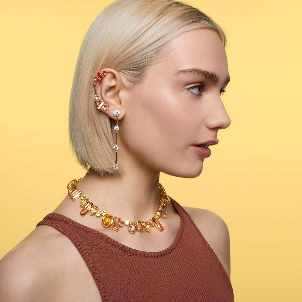 Swarovski - Gema Halskette, Mehrfarbig, Goldlegierungsschicht - CRYSTAL UNTERBERGER