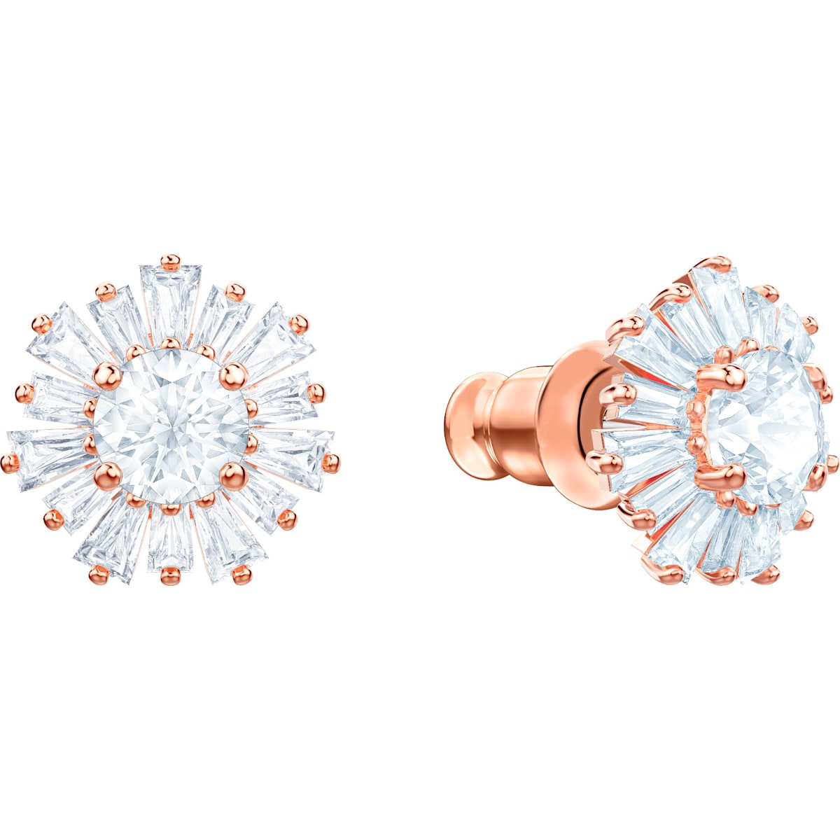 Swarovski - Sunshine Ohrstecker, Sonne, Weiss, Rosegold-Legierungsschicht - CRYSTAL UNTERBERGER