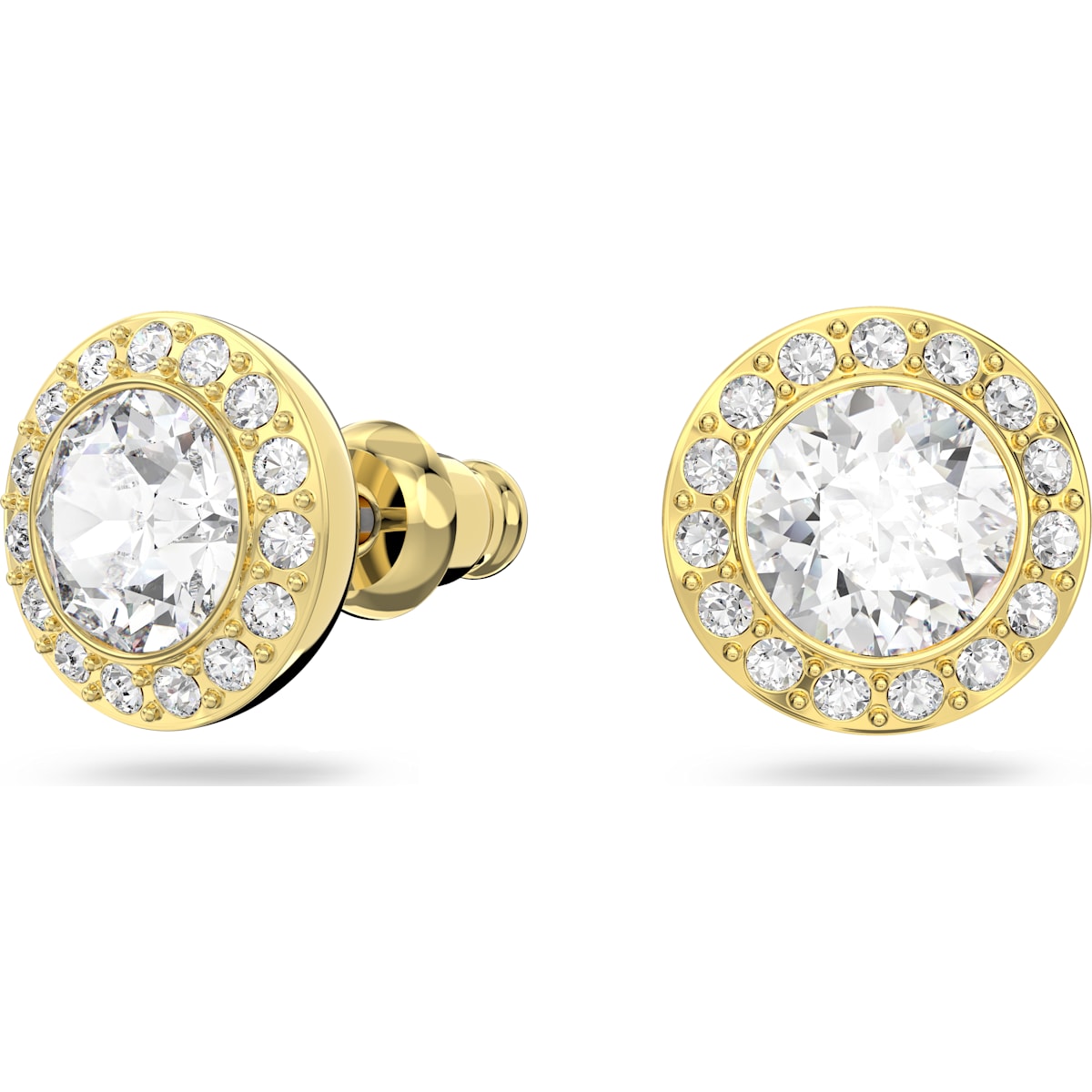 Swarovski - Angelic Ohrstecker, Rund, Weiss, Goldlegierungsschicht - CRYSTAL UNTERBERGER