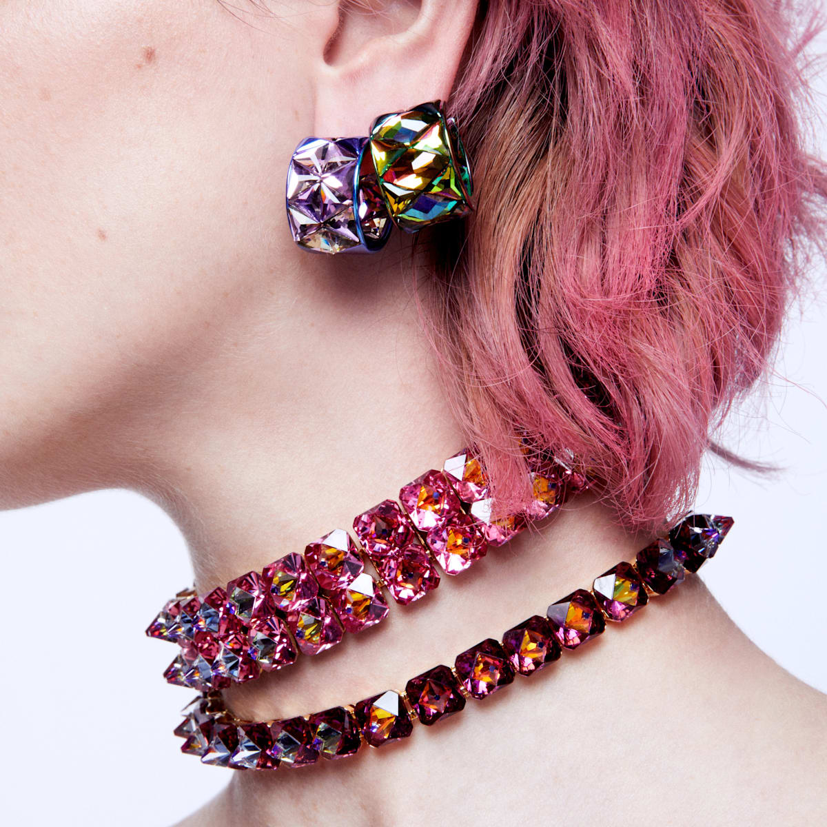 Swarovski - Chroma Halsband, Spike-Kristalle, Violett, Goldlegierungsschicht - CRYSTAL UNTERBERGER