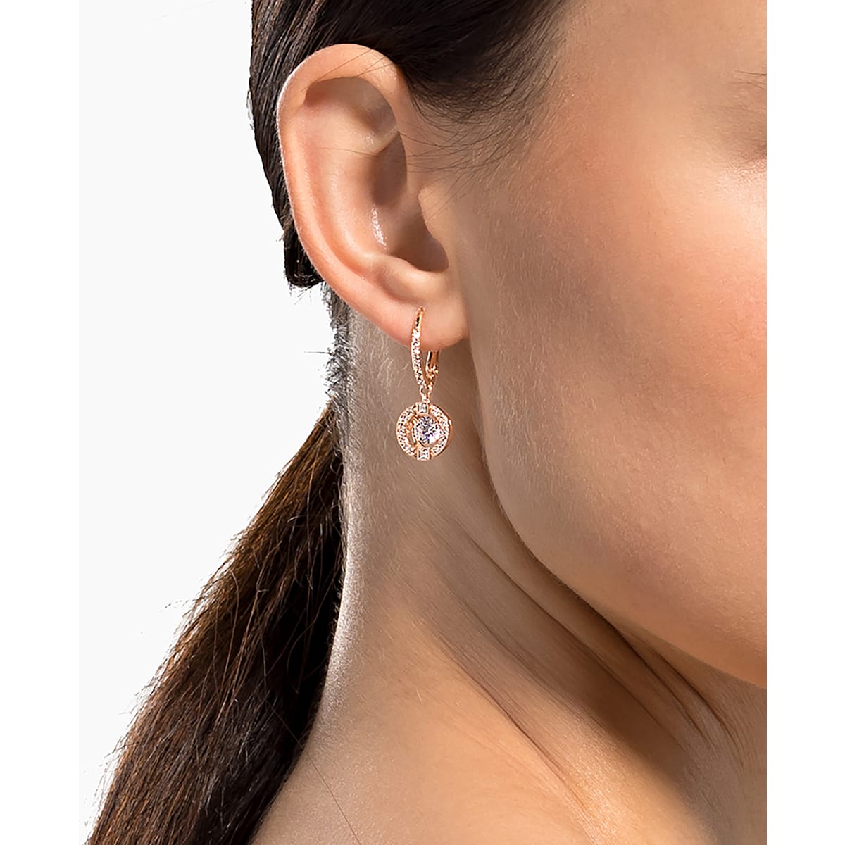 Swarovski - Swarovski Sparkling Dance Ohrringe, Rund, Weiss, Rosegold-Legierungsschicht - CRYSTAL UNTERBERGER