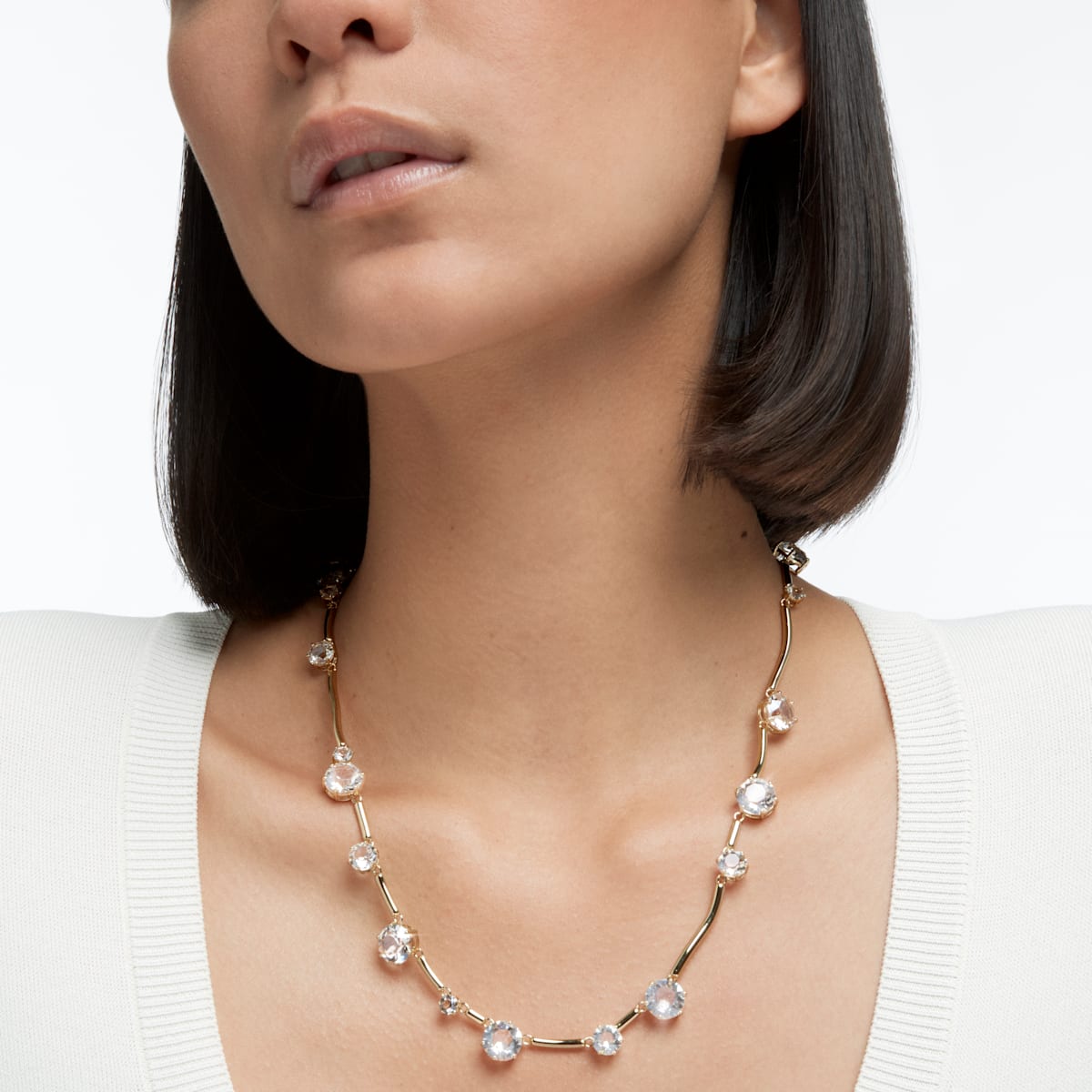 Swarovski - Constella Halskette, Kristall im Rundschliff, Weiss, Goldlegierungsschicht - CRYSTAL UNTERBERGER