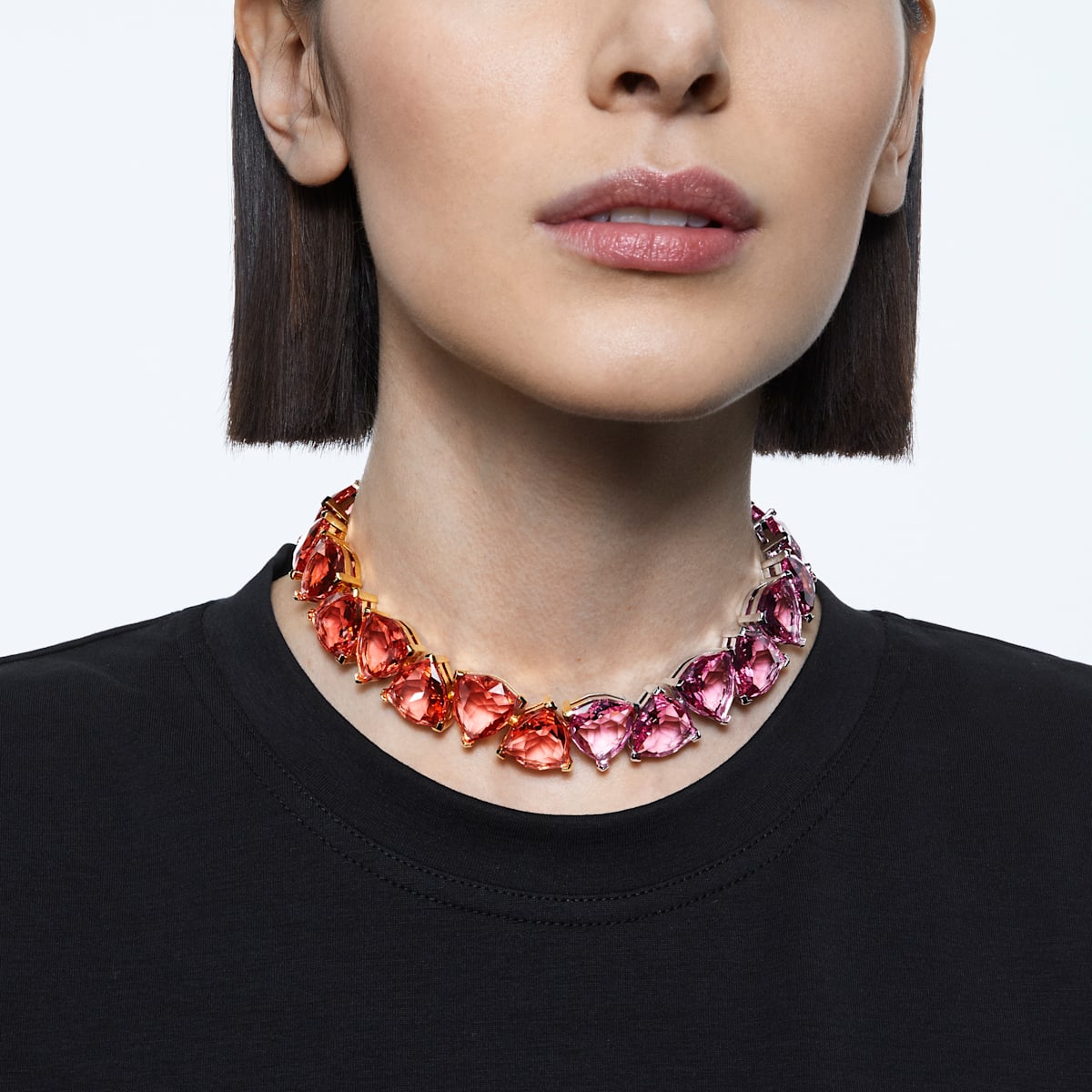 Swarovski - Millenia Halskette, Dreieck, Mehrfarbig, Goldlegierungsschicht - CRYSTAL UNTERBERGER