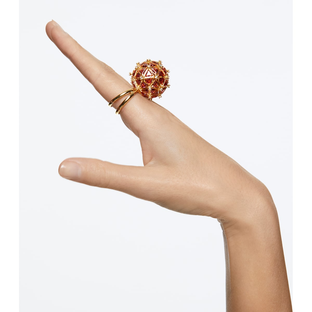 Swarovski - Curiosa Ring, Kreis, Orange, Goldlegierungsschicht - CRYSTAL UNTERBERGER