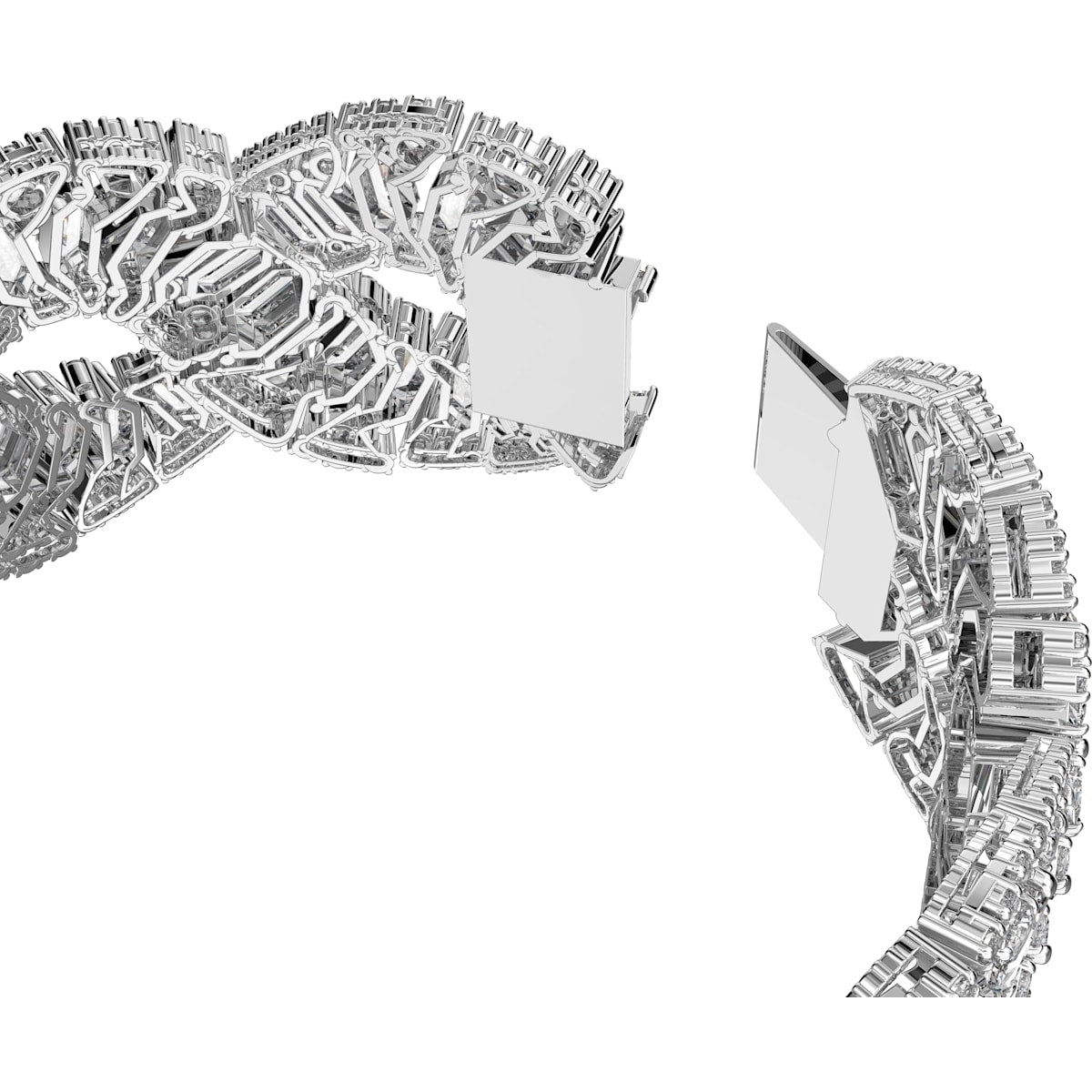 Swarovski - Hyperbola Armband, Wellenförmig, Weiss, Rhodiniert - CRYSTAL UNTERBERGER
