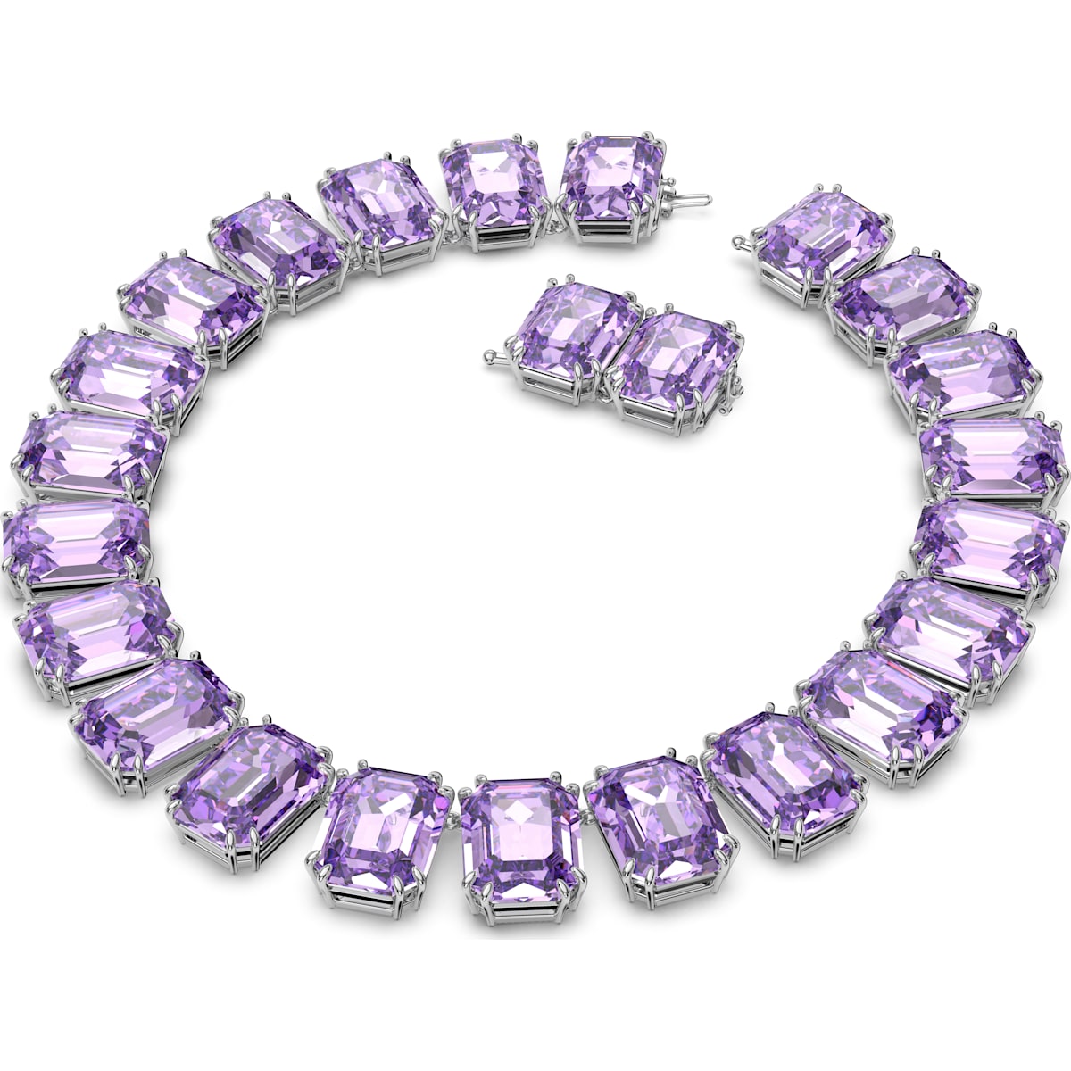 Swarovski - Millenia Halskette, Kristalle mit Oktagon-Schliff, Violett, Rhodiniert - CRYSTAL UNTERBERGER